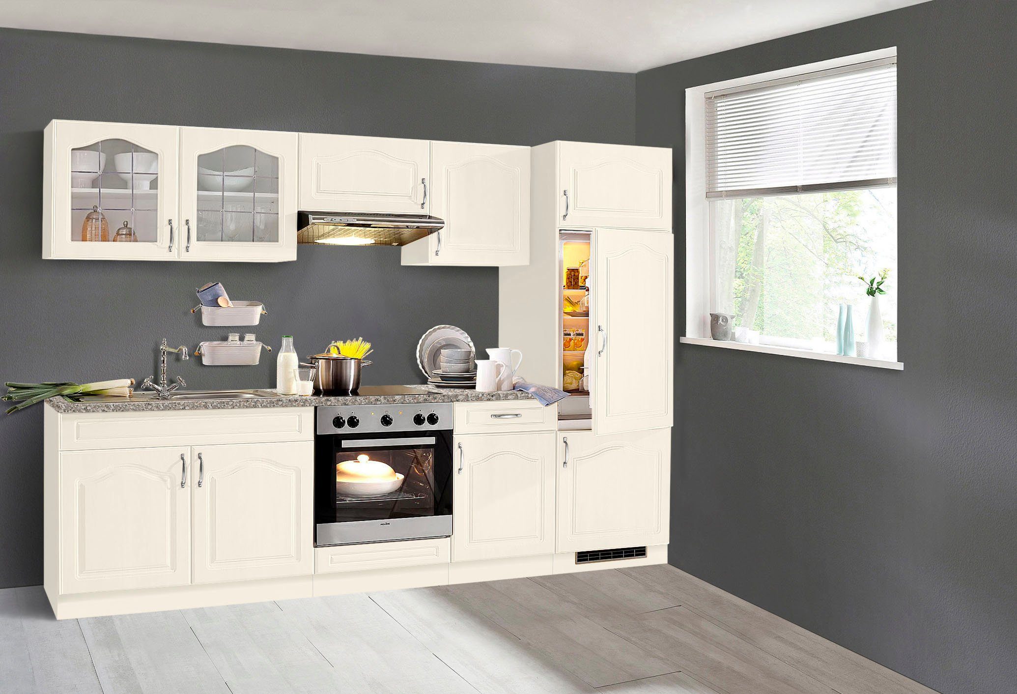 wiho Küchen Küchenzeile Linz, ohne E-Geräte, Breite 270 cm, Hochwertig  verarbeitete MDF-Fronten