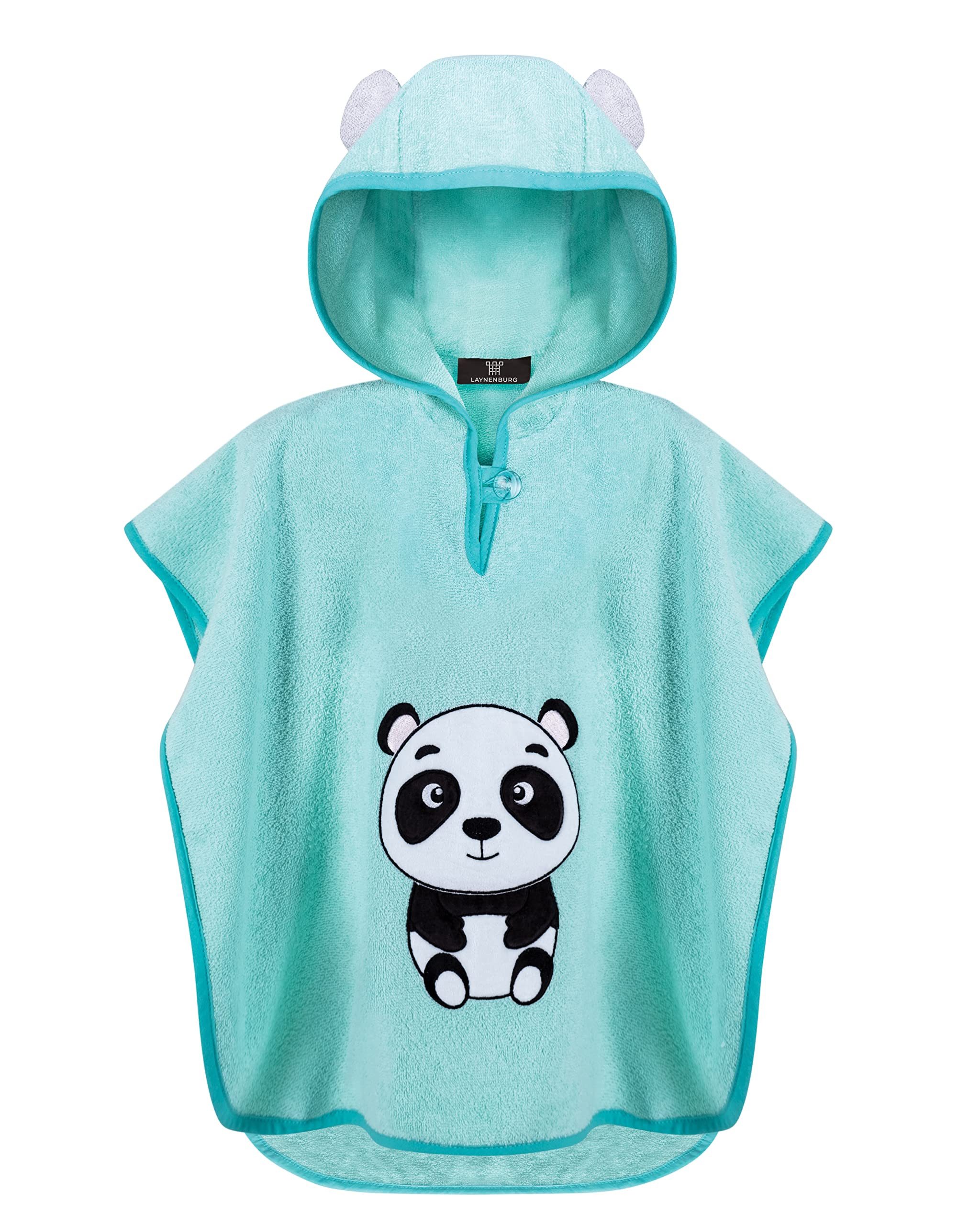 Laynenburg Badeponcho Kinder mit Kapuze - 100% Baumwolle - Strandponcho, Handtuch Poncho aus Frottee für Baby Jungen Mädchen