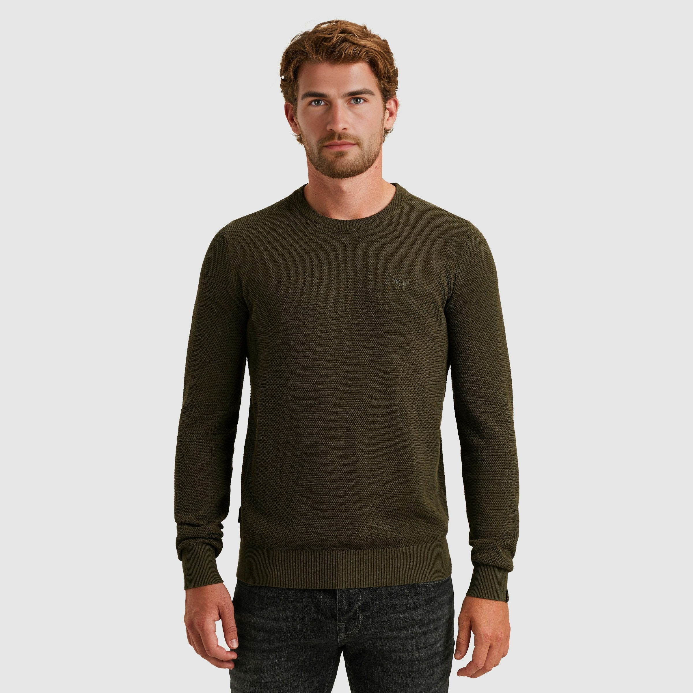 PME LEGEND Rundhalspullover mit Logo Stickerei