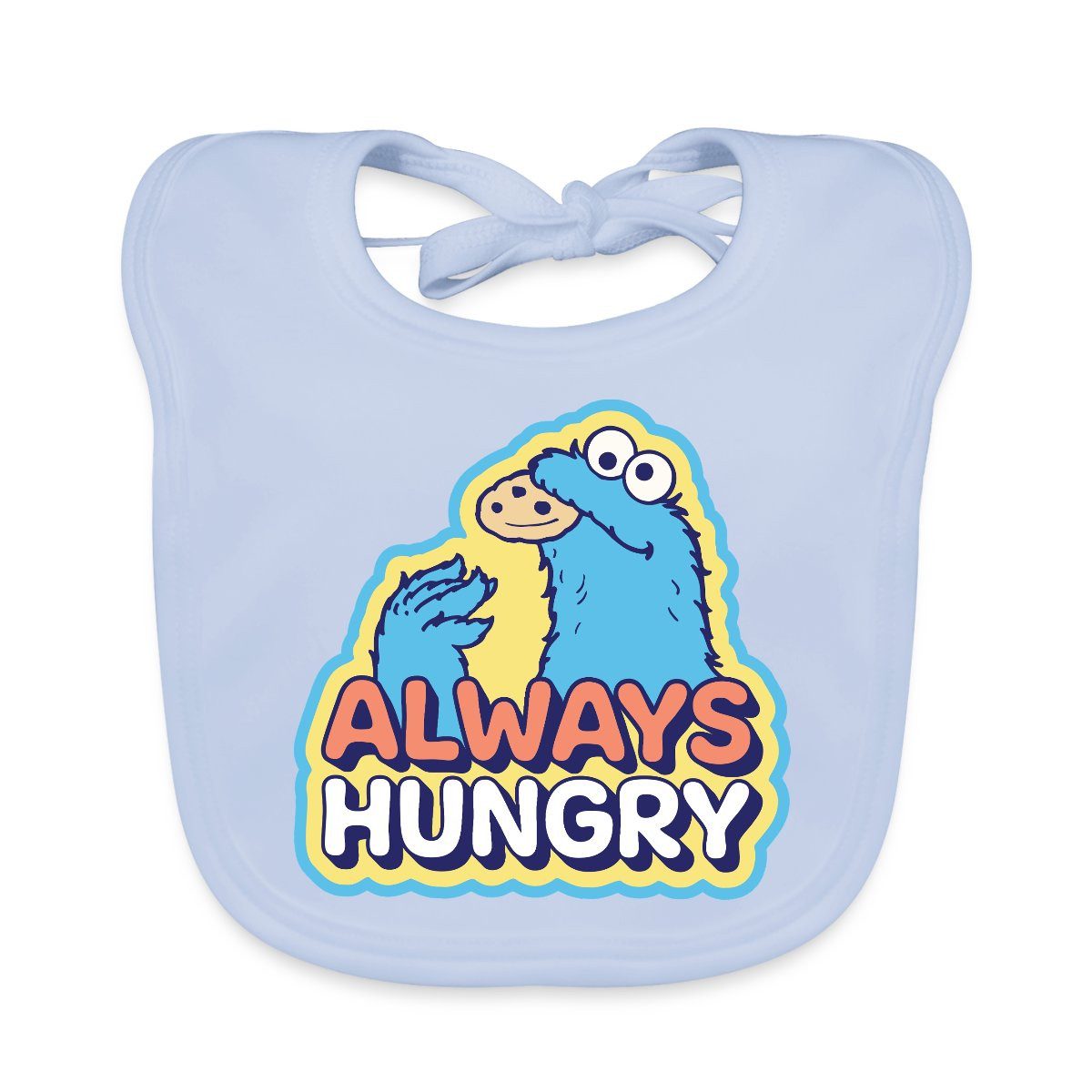 Spreadshirt Lätzchen Sesamstraße Krümelmonster Design Always Hungry Bio Baby Lätzchen Wasch, (1-St)