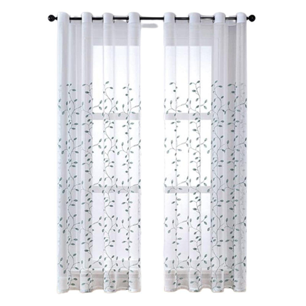 Gardine Gardinen Weiß Vorhang Transparent Leinenoptik 250*150cm 2 Stücke, FELIXLEO