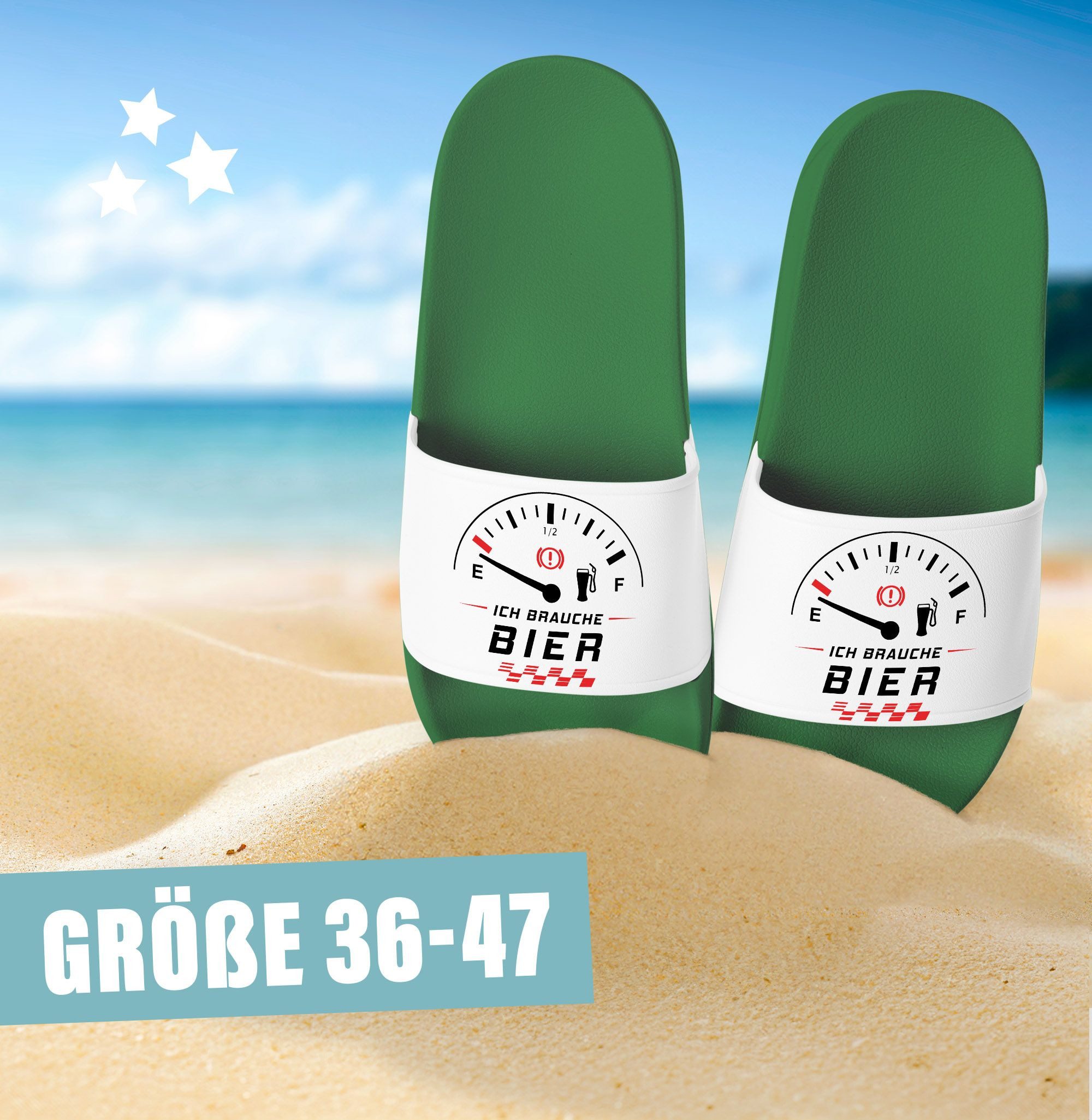 MoonWorks Badeschlappen Herren mit Spruch Ich brauch Bier Urlaub Accessoires Badesandale