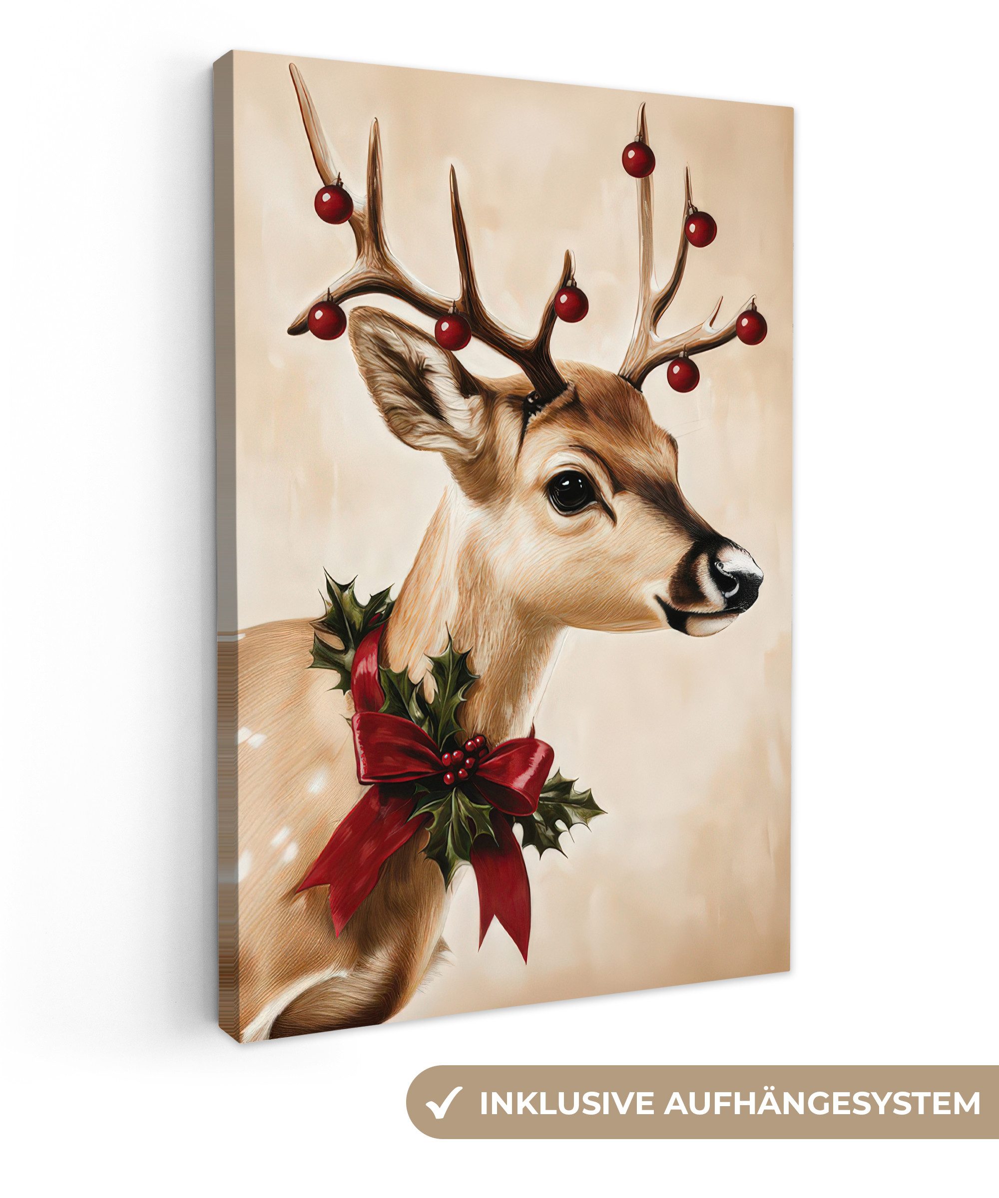 OneMillionCanvasses® Leinwandbild Geweih - Weihnachten - günstig online kaufen
