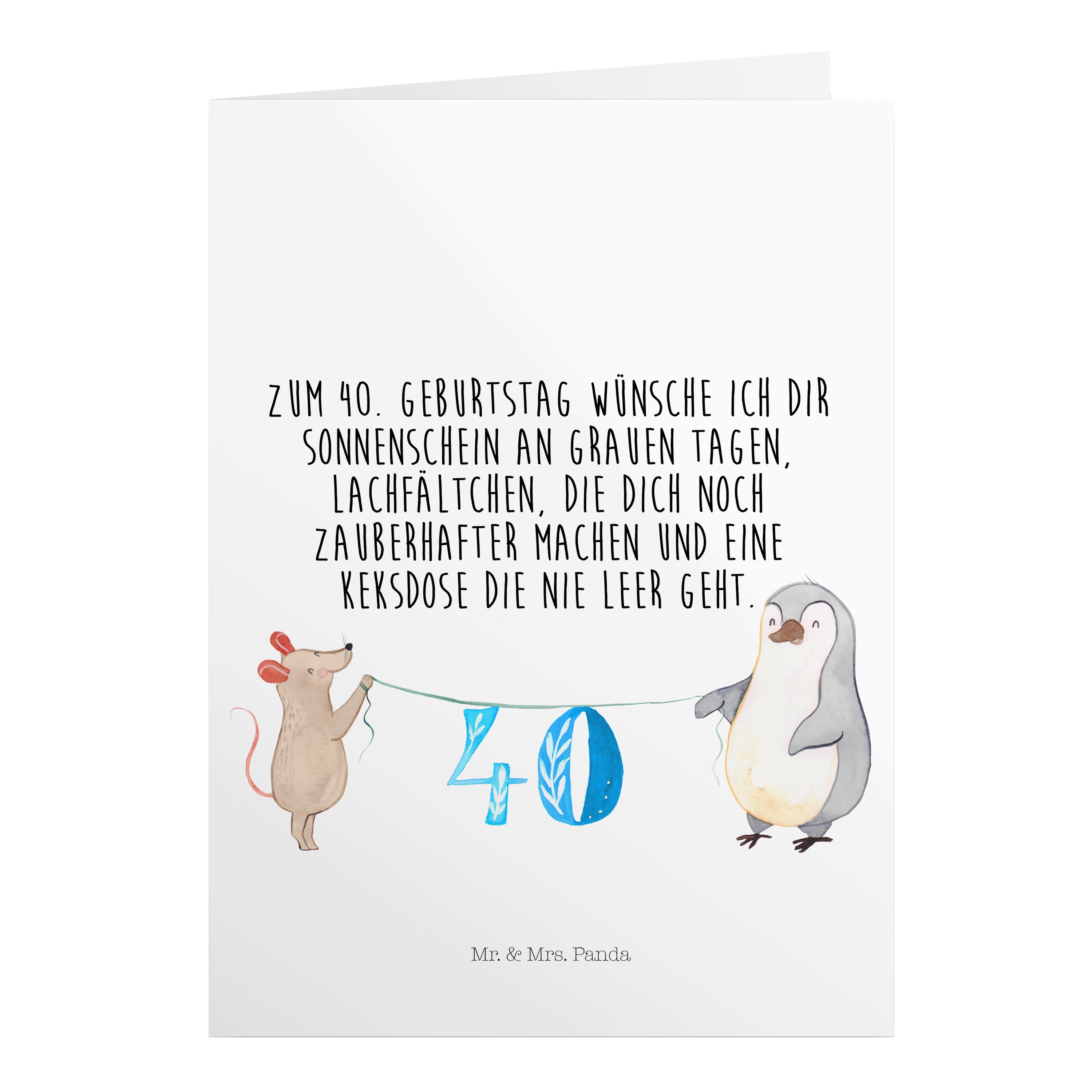 Mr. & Mrs. Panda Geburtstagskarten 40. Geburtstag Maus Pinguin - Weiß - Geschenk, Kuchen, Geburtstagskar