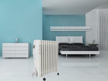 PEREL Ölradiator, 2500 W, Elektro Heizkörper 11 Rippen mobile Elektroheizung leise Heizradiator