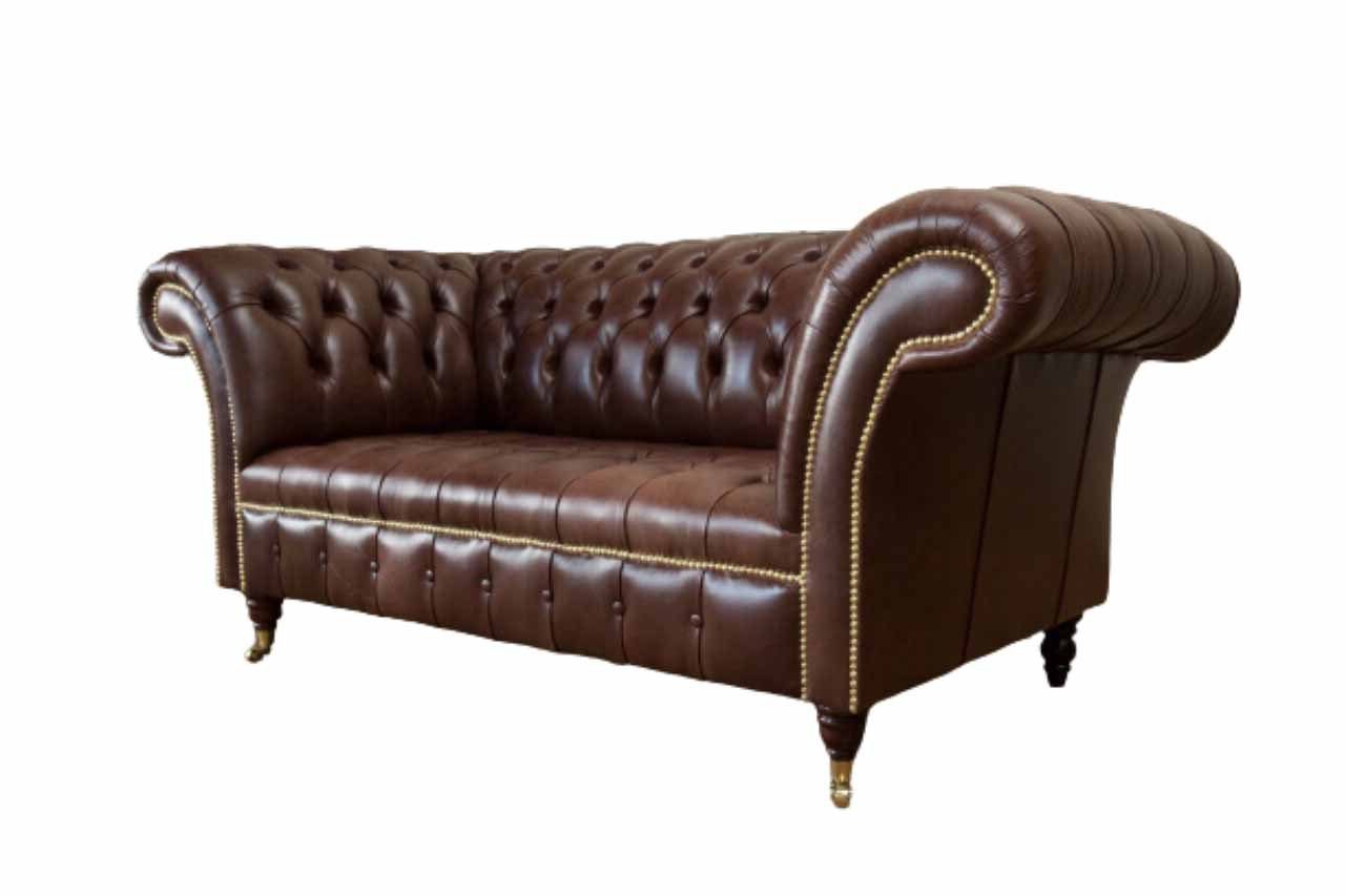 Zweisitzer Sofa Leder Couch Klassisch Chesterfield-Sofa, Wohnzimmer Sofas JVmoebel Chesterfield