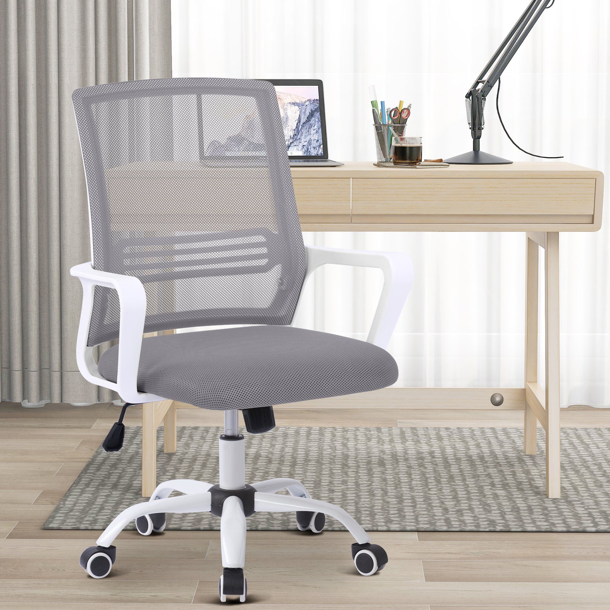 Merax Drehstuhl Hormes, Mesh Netz Stuhl Schreibtischstuhl Bürostuhl ergonomisch, mit Wippfunktion