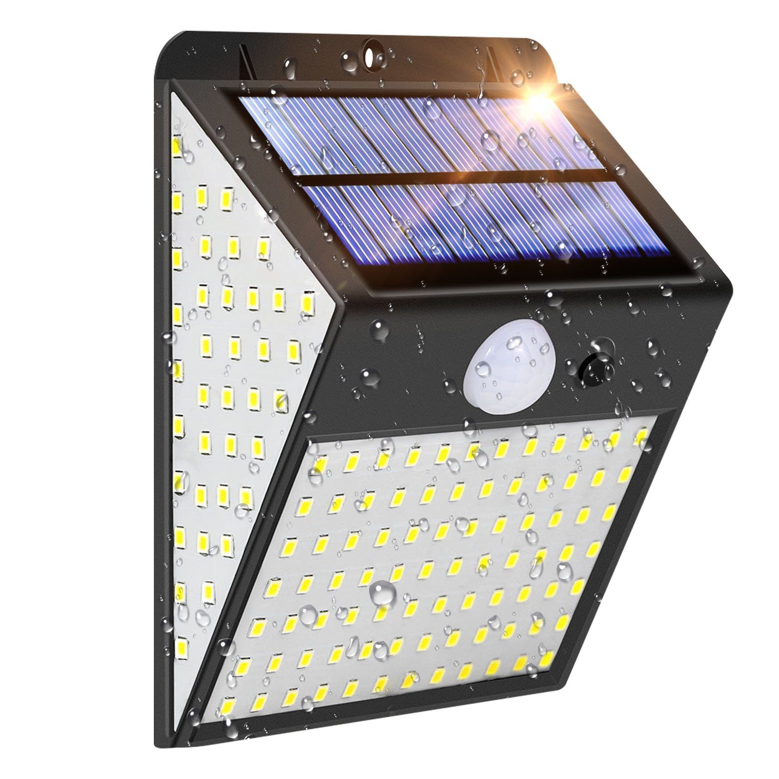 Sensor Motion PIR Wandleuchte, Sunicol LED Solarleuchte 170 Solar Power 300° Wasserdicht LED Gartenlampe,
