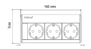 Evoline EVOline® Eck-Steckdose DOCKCUISINE Aluminium-Optik 3-fach Unterbau Einbau-Tischsteckdosenleiste