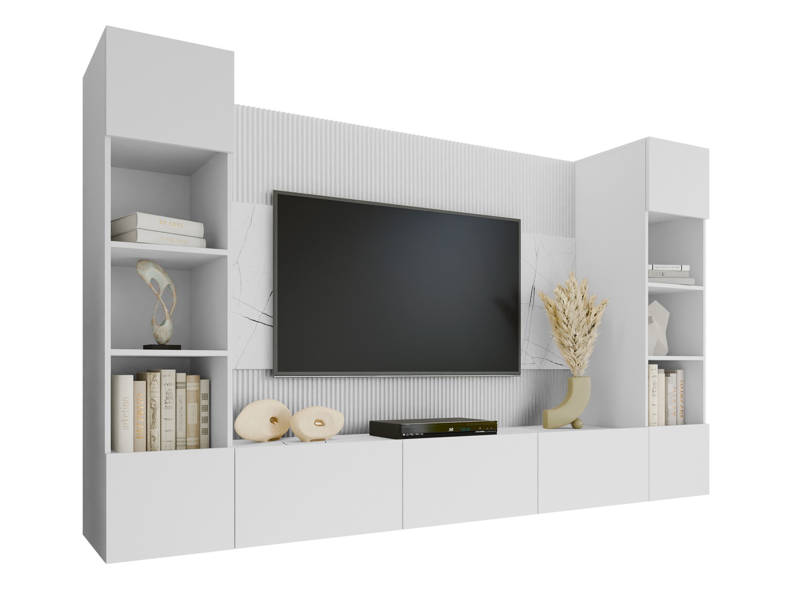 MIRJAN24 Wohnwand Deromi I, (4er-Set, TV-Lowboard, 2x Hängeregal), Grifflos günstig online kaufen