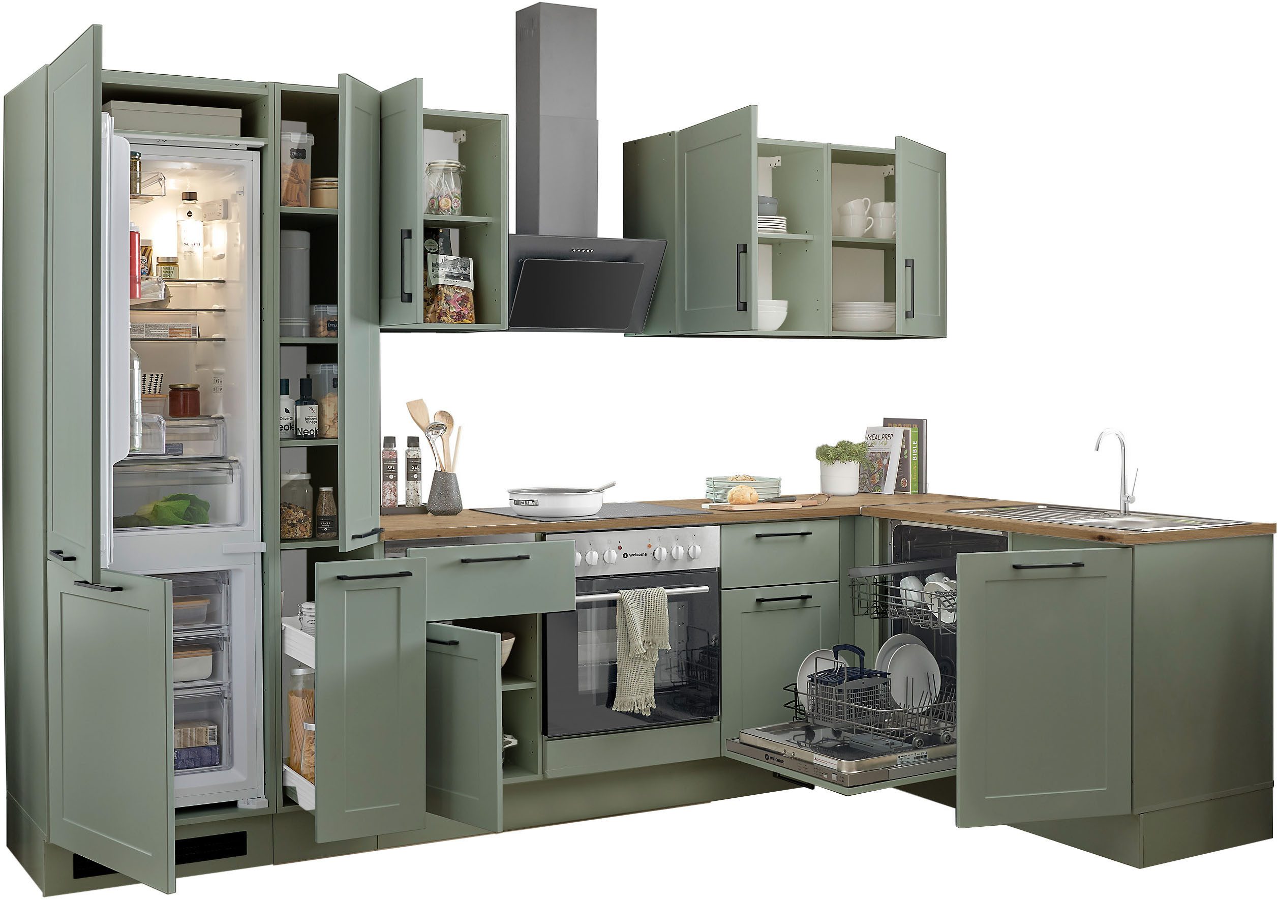 BASIC by Balculina Winkelküche Marsi, Stellmaße 310x175 cm, wahlweise mit E-Geräten, mit Soft-Close-Funktion