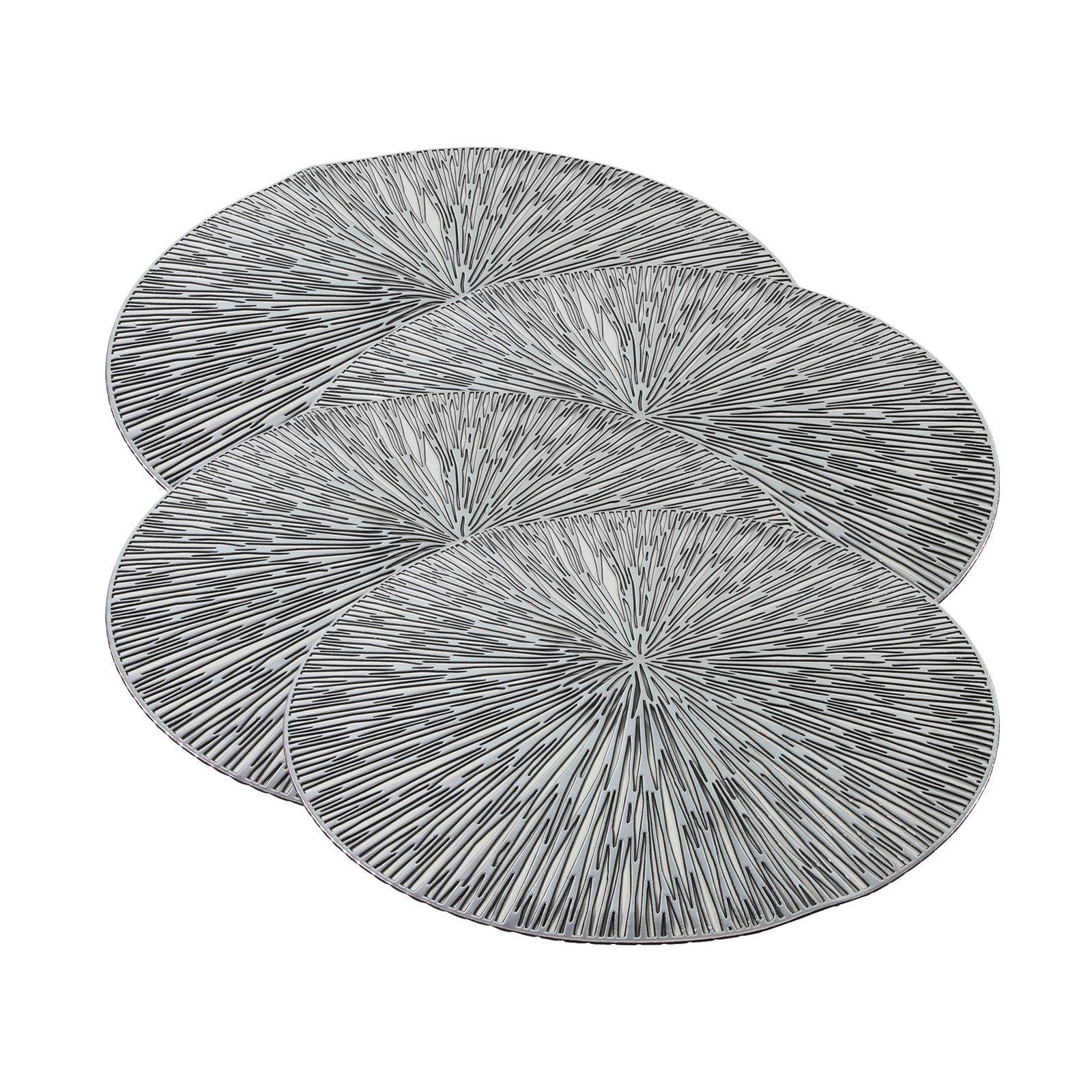 Platzset, Tischset 4teilig Rund Silber, Neuetischkultur, (Set, 4St