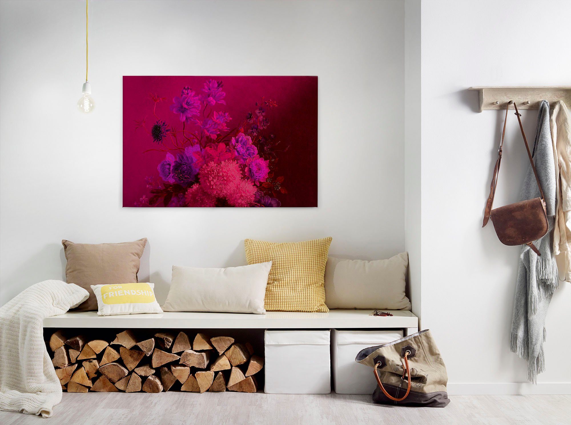 A.S. Création Leinwandbild bouquet vibrant, Blumen, Kinder, Kunst (1 St), Keilrahmen Bild Blumen-Strauß Floral Leinwand-Bild Wohnzimmer modern
