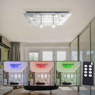 Brilliant Deckenstrahler, RGB LED Decken Leuchte Wohn Schlaf Zimmer Lampe Fernbedienung Farbwechsel Glas Brilliant G93876/72