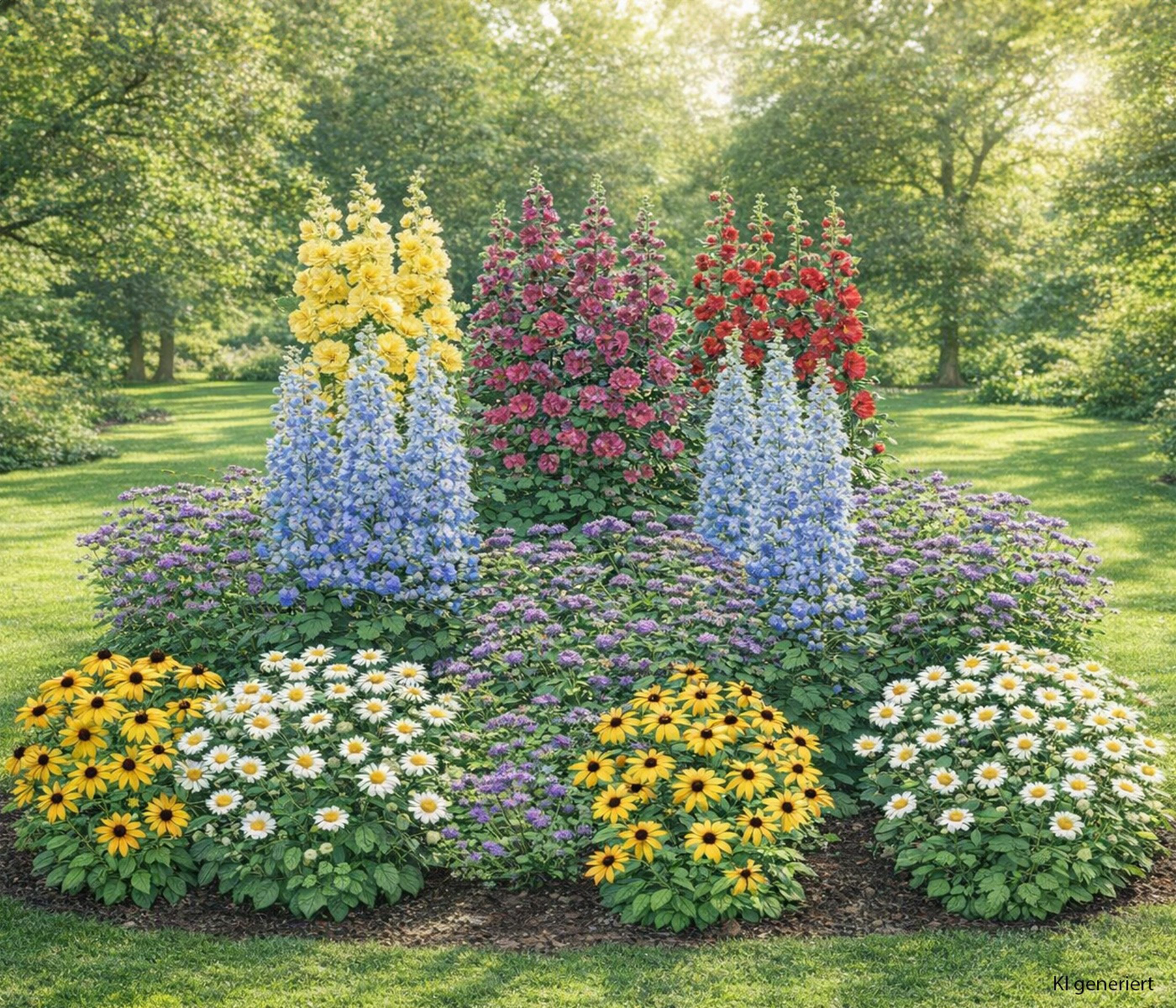 Dehner Staude Bio Stauden-Set Bunter Landhausgarten, 12 Stauden, je 5-20 cm, für insektenfreundliche, sonnige Blumenbeete