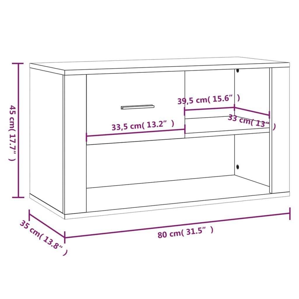 vidaXL Schuhregal Schuhschrank Grau Sonoma 80x35x45 Holzwerkstoff, 1-tlg. cm