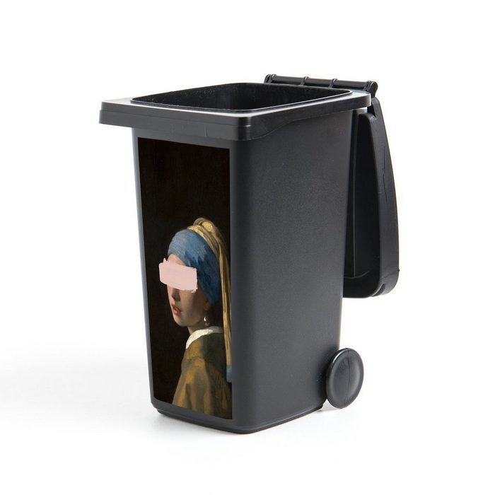 MuchoWow Wandsticker Das Mädchen mit dem Perlenohrring - Vermeer - Gemälde (1 St) Mülleimer-aufkleber Mülltonne Sticker Container Abfalbehälter