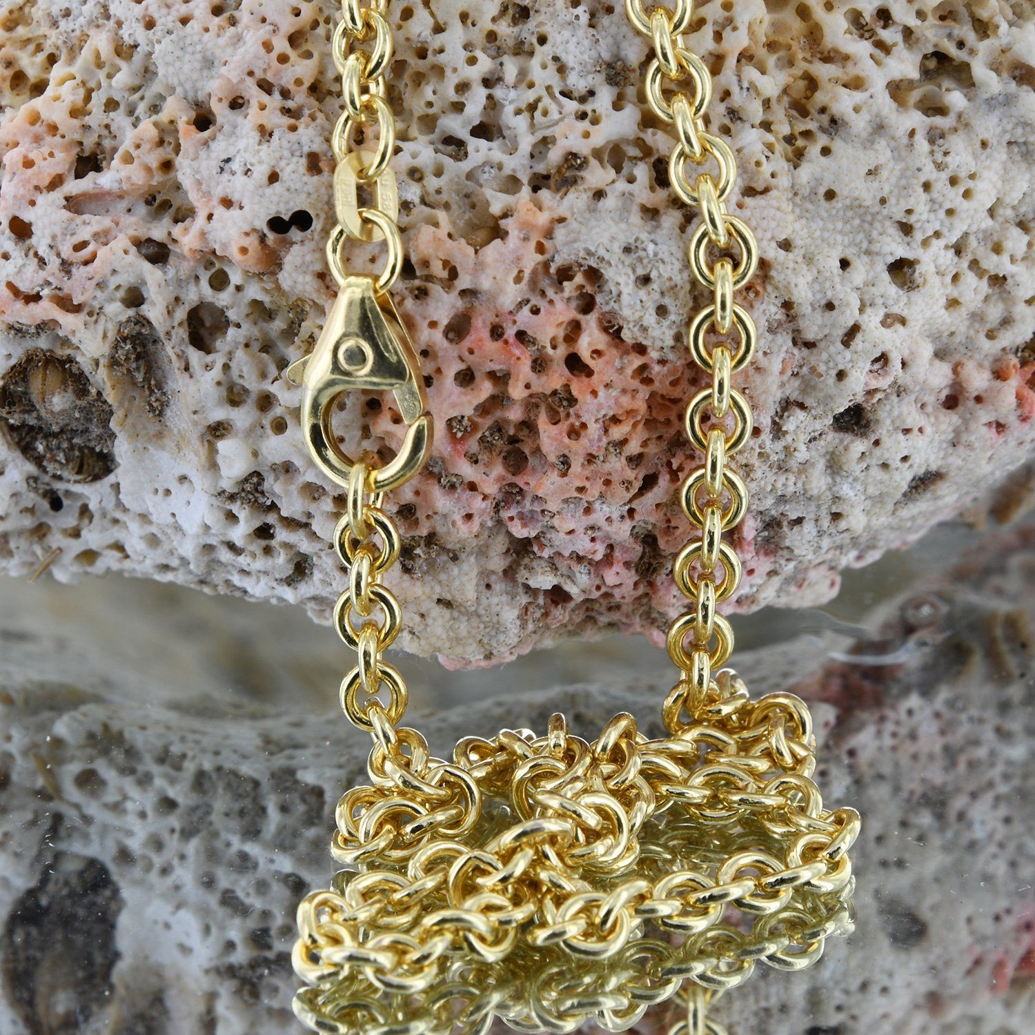 Herren Schmuck HOPLO Goldkette 2,8 mm 42 cm 750 - 18 Karat Gold Halskette Ankerkette rund massiv Gold hochwertige Goldkette 10,8