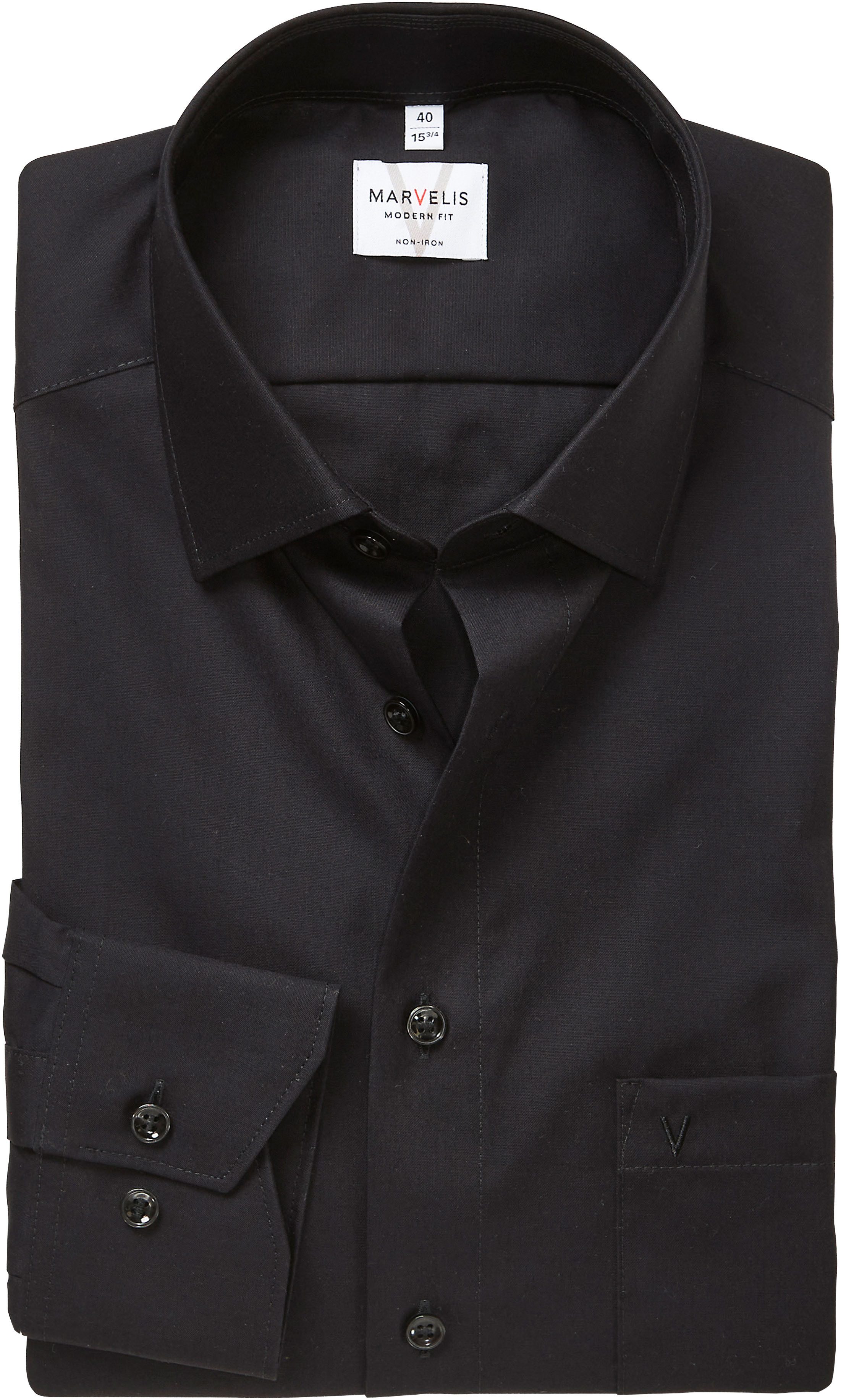 MARVELIS Langarmhemd modern fit, verlängerter Arm, Businesshemd, New-Kentkragen