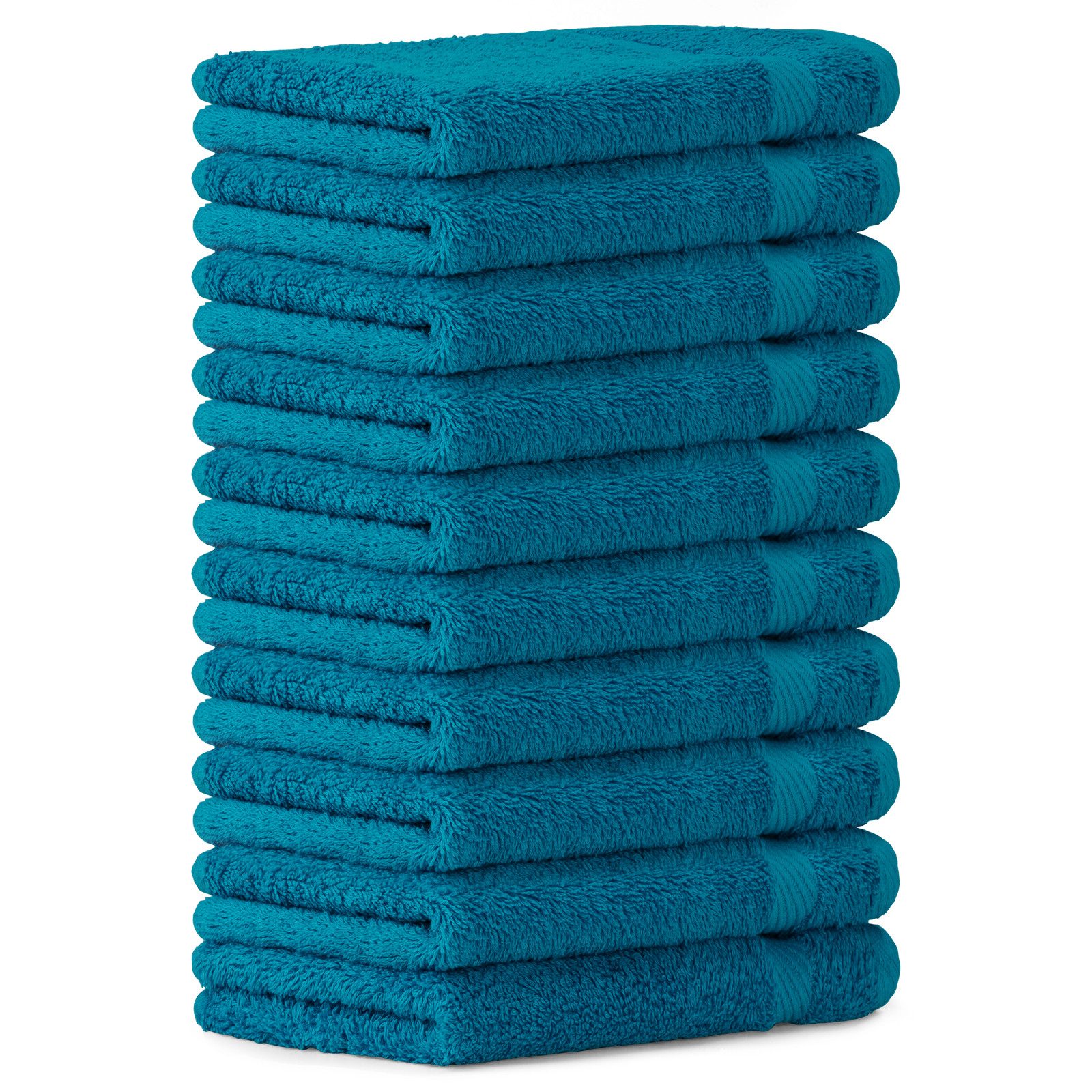 Luckytowel Gästehandtücher 30x50cm mit Aufhänger - Oeko-TEX Gästetücher Set 10er Pack mit 600g/m², 100% Baumwolle (kleine Gäste Handtücher 30x50 cm), flauschig & saugstark - Frottee Handtuchset
