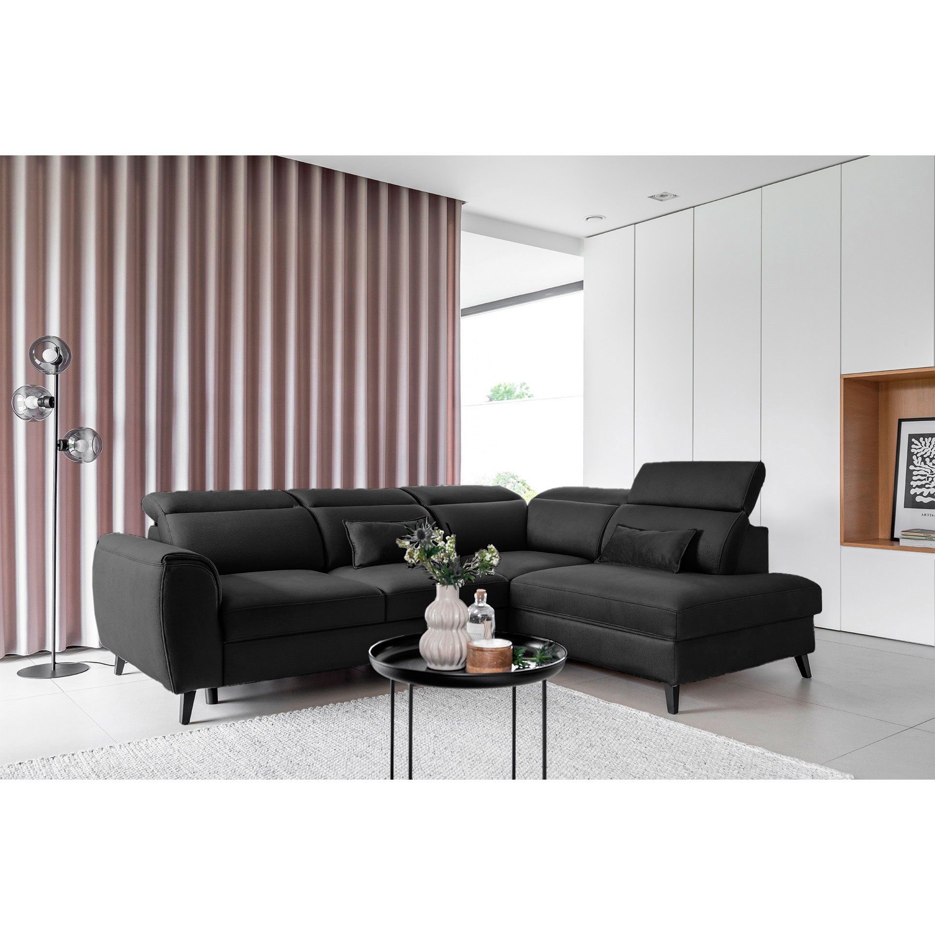 Myhomelando Ecksofa Noble, mit Schlaffunktion, Bettkasten und verstellbare Kopflehnen