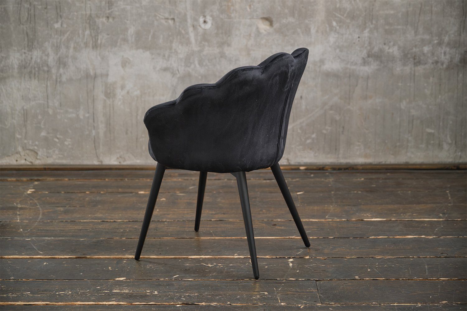 KAWOLA Esszimmerstuhl schwarz Fuß schwarz Stuhl od. CARLA, Farben, versch. | schwarz gold Velvet,