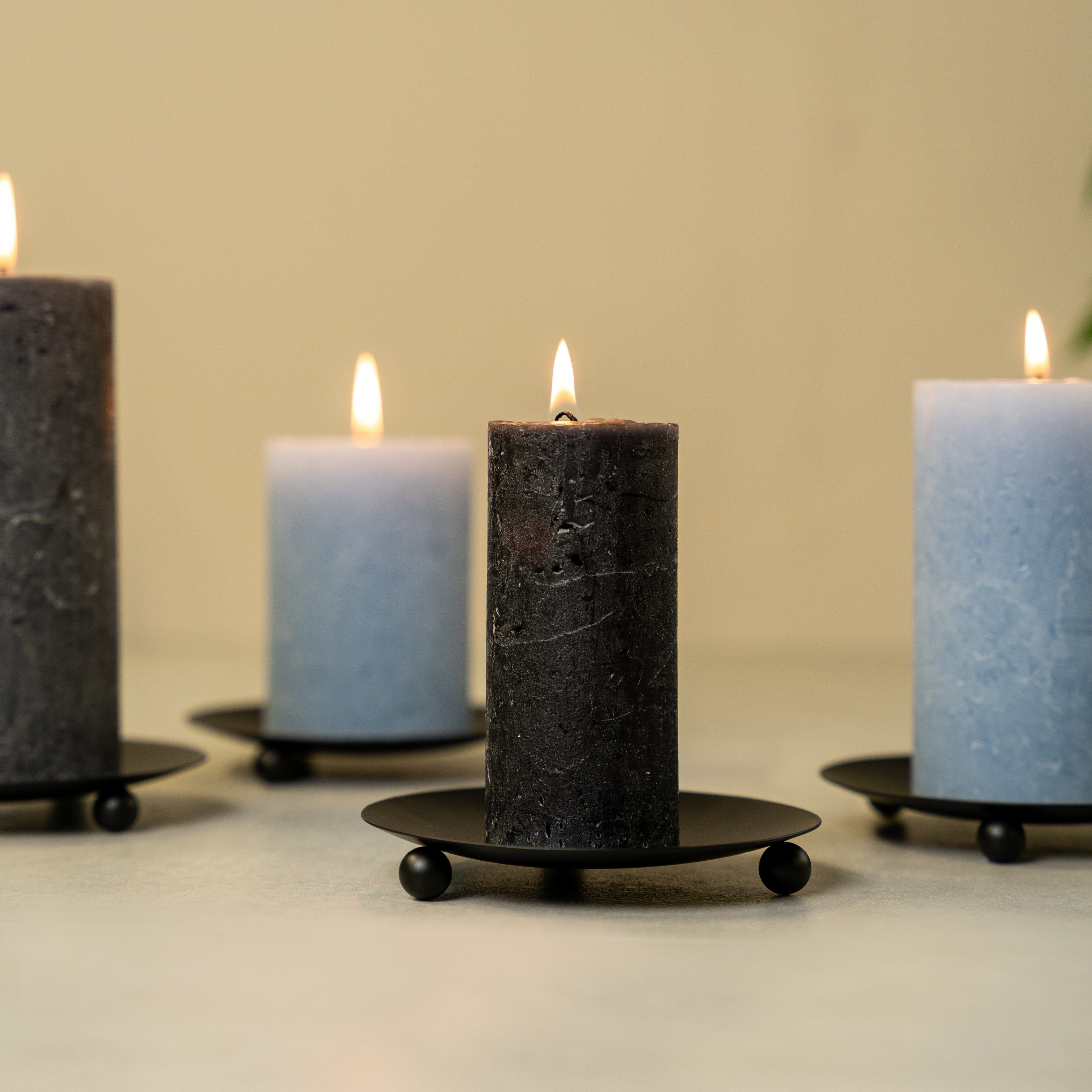 Kerzenhalter Metall, (komplett-Set, bremermann Stumpenkerze, 4er-Set Kerzenleuchter, 4 St), Stumpenkerzen für bremermann Kerzenhalter,