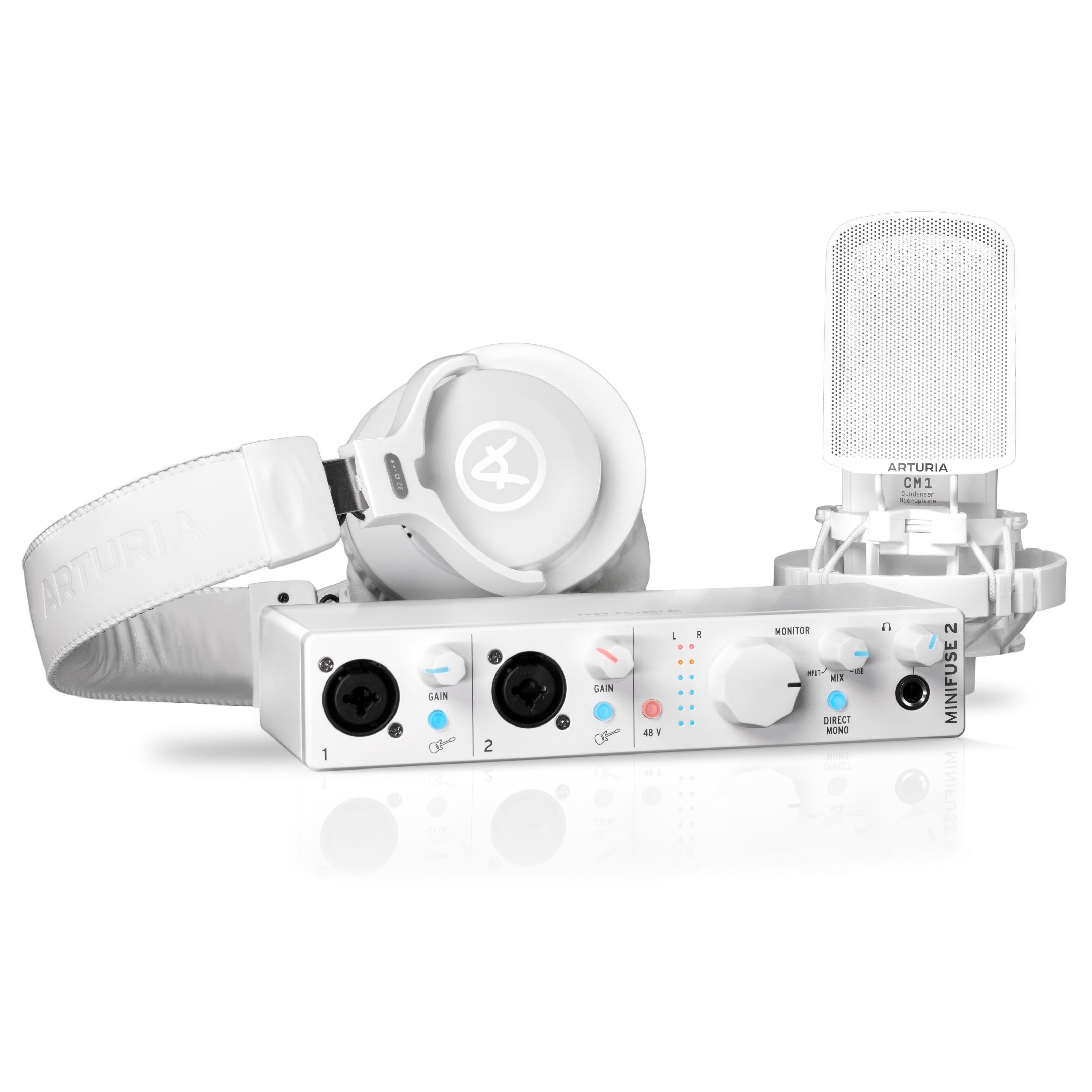 Arturia Digitales Aufnahmegerät (MiniFuse Recording Pack White USB-Audio Interface+ CM1 + EF1 - USB A)