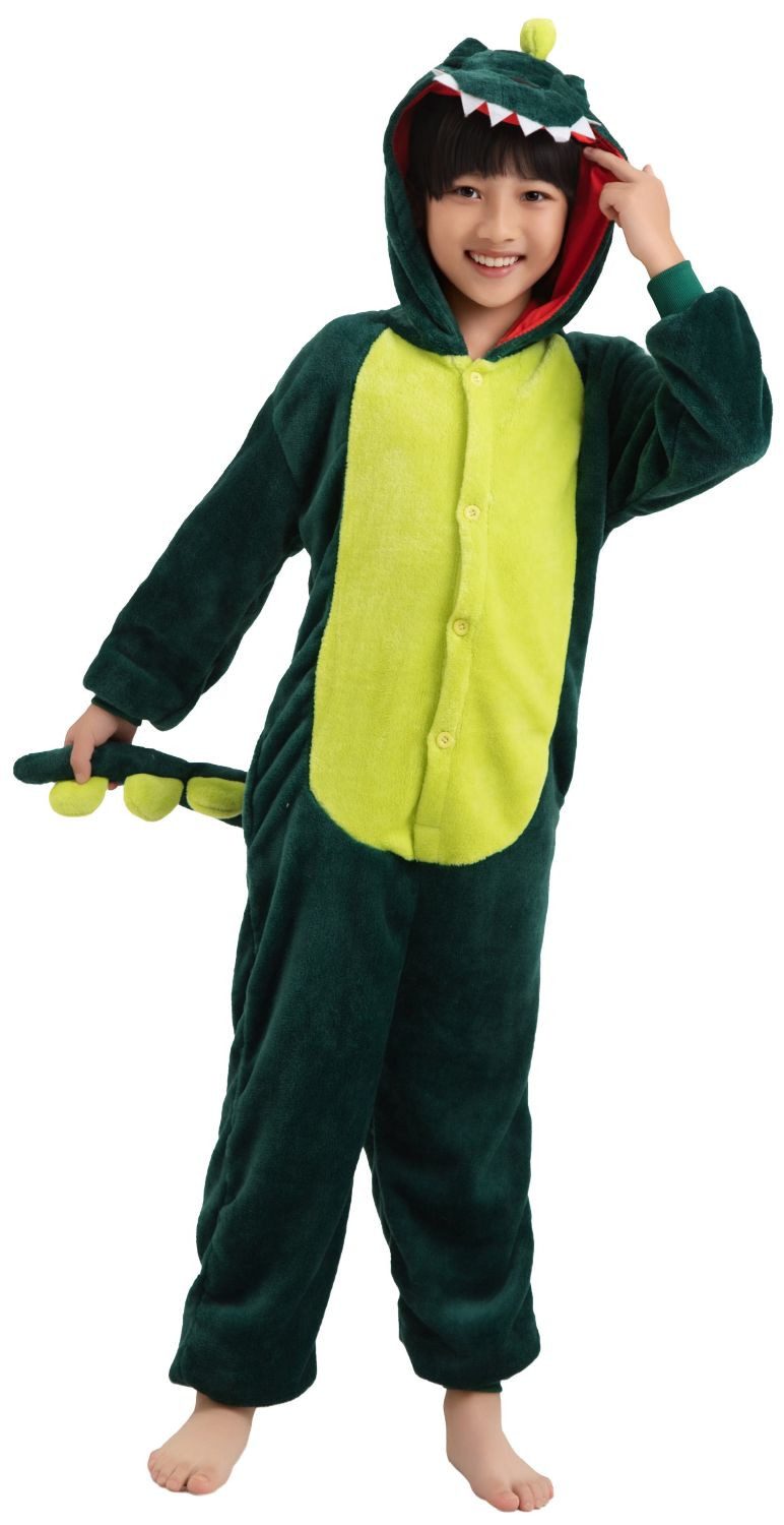 Corimori Jumpsuit Kinder Kostüm Jumpsuit Onesie verschiedene Designs (1-tlg) Fasching, Karneval, Tierkostüme Krokodil Grün 116-122 Dino Drache
