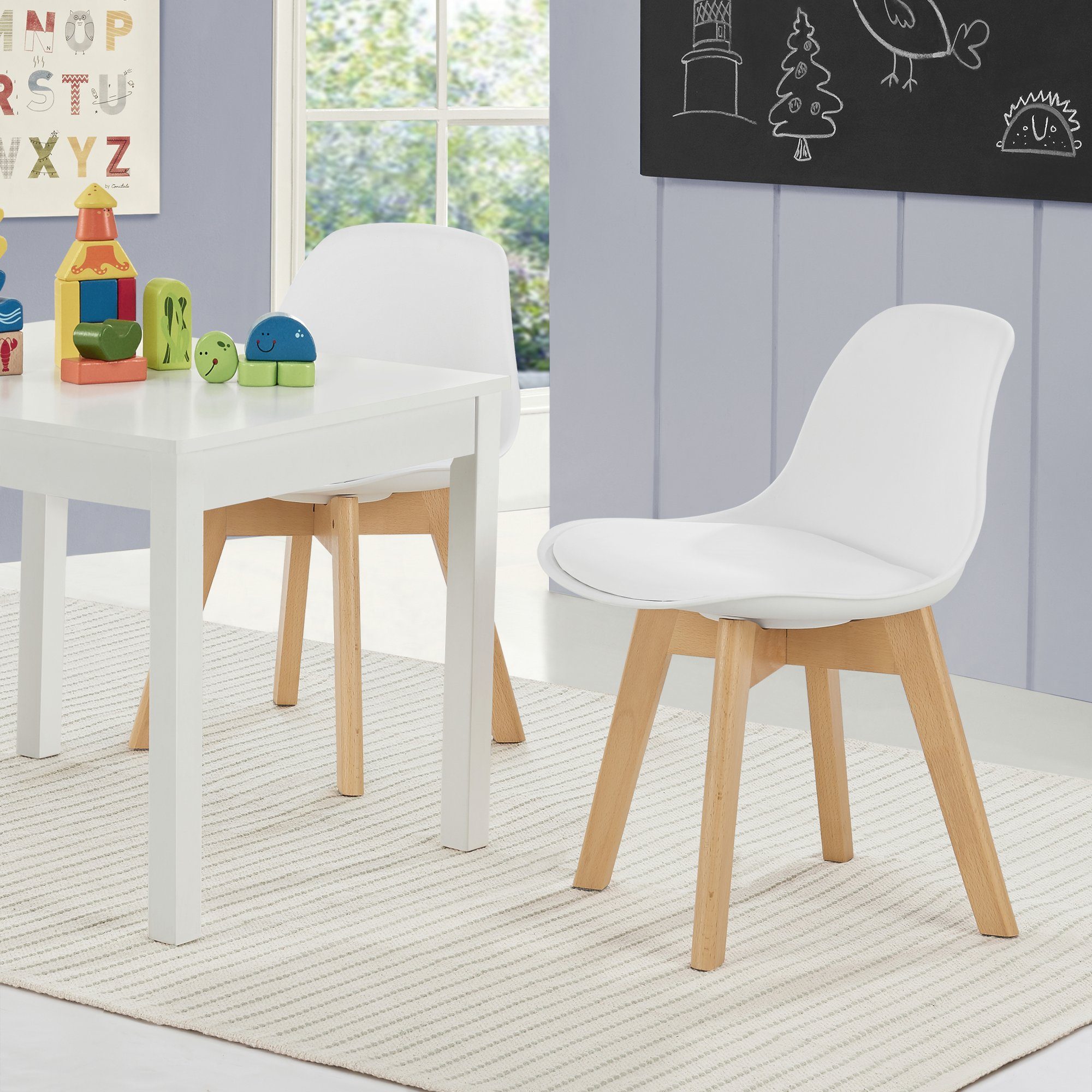 en.casa Kinderstuhl, »Elvdal« 2er Set gepolstert 56 x 38 x 33 cm Weiß günstig online kaufen