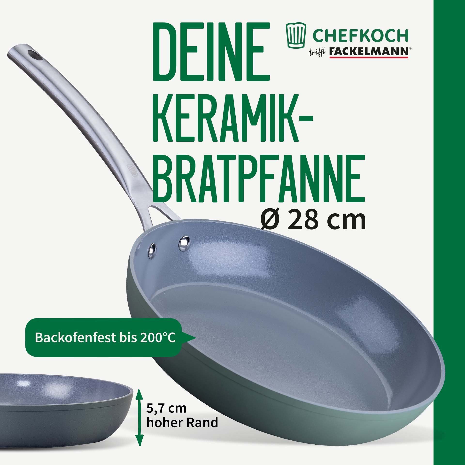 Chefkoch trifft Fackelmann Bratpfanne Keramikbratpfanne, Antihaft-Pfanne, Öko-Pfanne