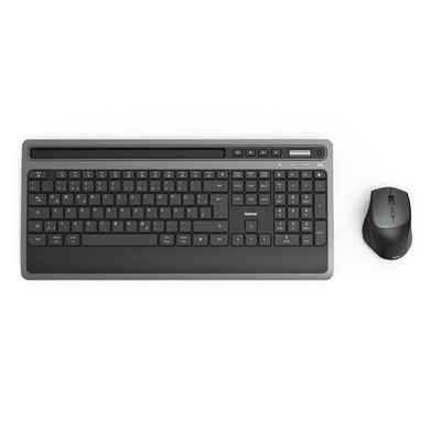 Hama Multi Device Tastatur- und Maus Set, Verbindung per Funk und Bluetooth Tastatur- und Maus-Set, kabellos, Layout QWERTZ DE, Wireless, ergonomische Form, Office