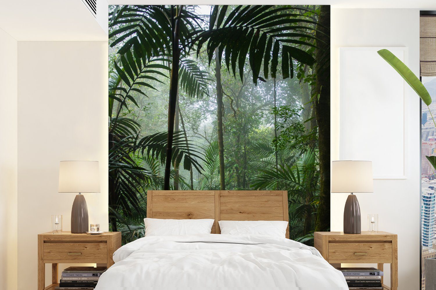 MuchoWow Fototapete Regenwald - Tropisch - Dschungel - Bäume - Pflanzen, Matt, bedruckt, (4 St), Montagefertig Vinyl Tapete für Wohnzimmer, Wandtapete