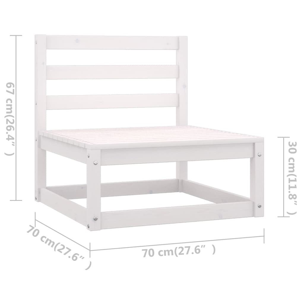 vidaXL Loungesofa Outdoor-Sofa 1 Massivholz Weiß Kiefer, Teile 3-Sitzer