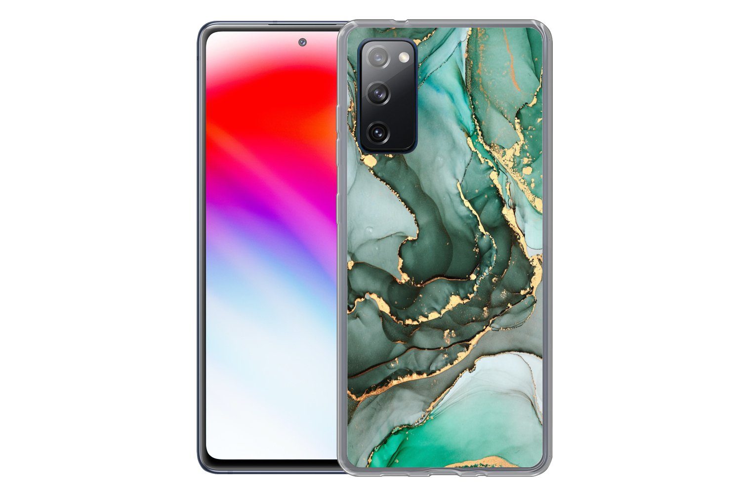 MuchoWow Handyhülle für Samsung Galaxy S20 FE Gold - Marmor - Grün - Luxus - Marmoroptik -, Phone Case, Silikon, Schutzhülle Dünn