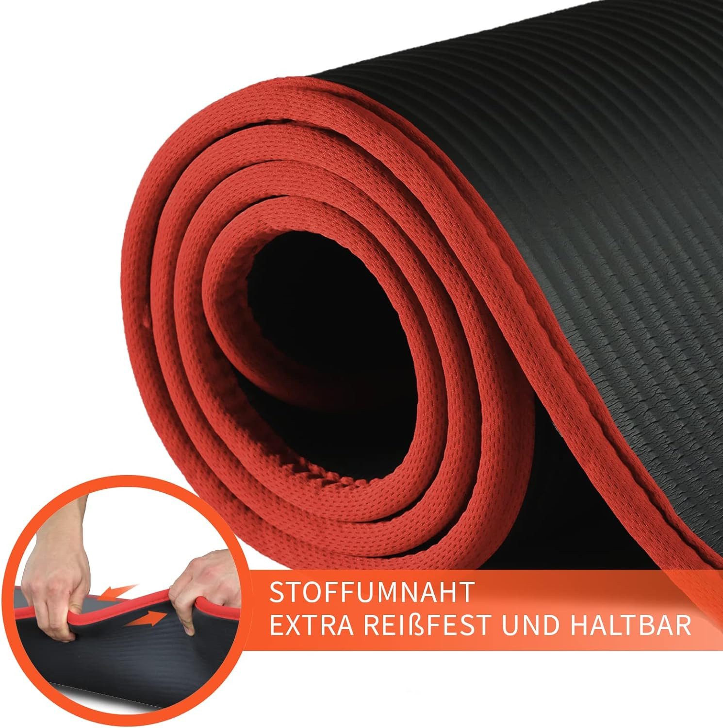 DH FitLife Fitnessmatte 183x61 cm, 10mm dicke Sportmatte, Yogamatte rutschfest (Gymnastikmatte gelenkschonend, Trainingsmatte & Bodenschutzmatte), für Home Workout & Fitness