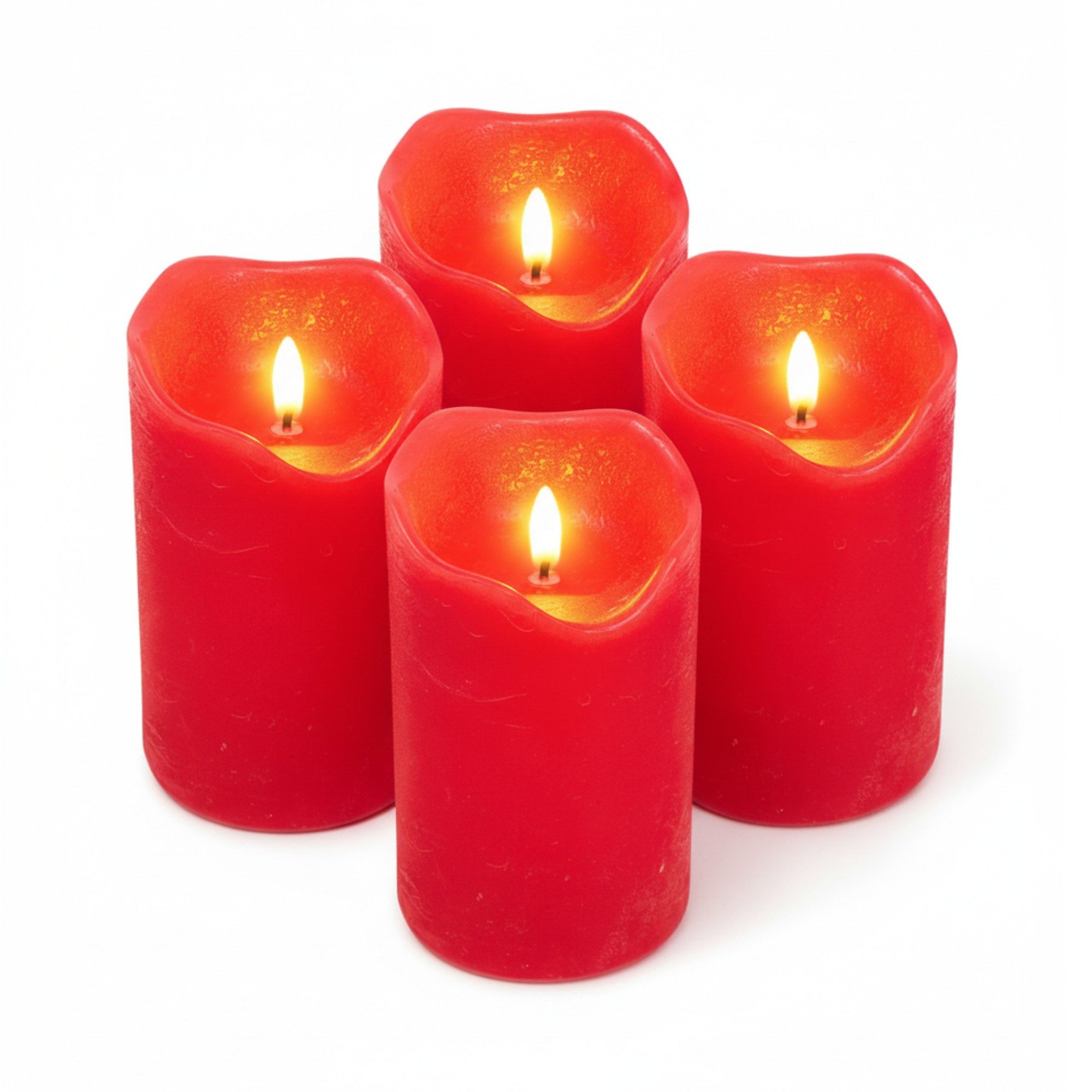 ToCi LED-Kerze LED Echtwachs Kerzen Set Timer schwarzer Docht Rot Ø7,5x10cm günstig online kaufen