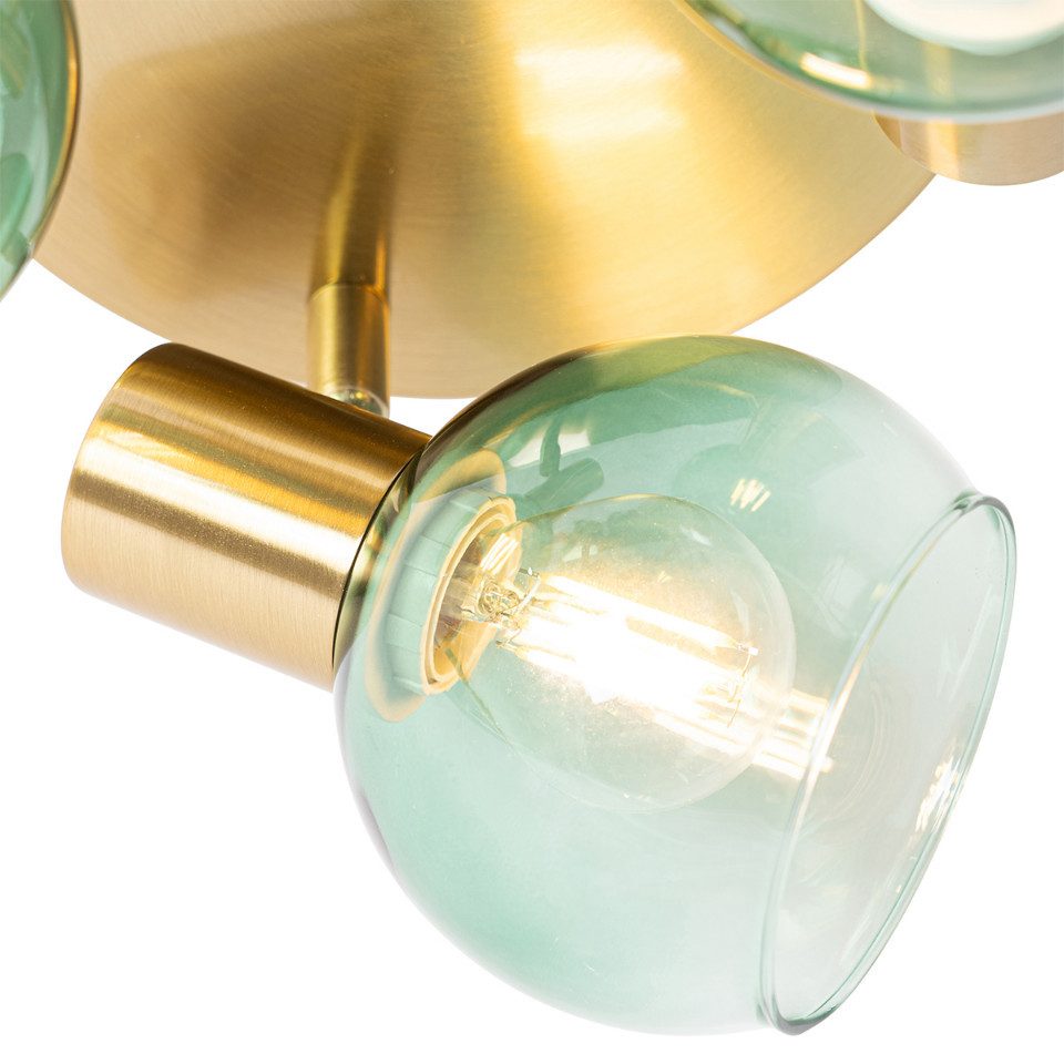 Qazqa LED Aufbaustrahler Vidro, ohne Leuchtmittel, Warmweiß, QAZQA Aufbau­spot, e14, Grün, Stahl, Art Deco