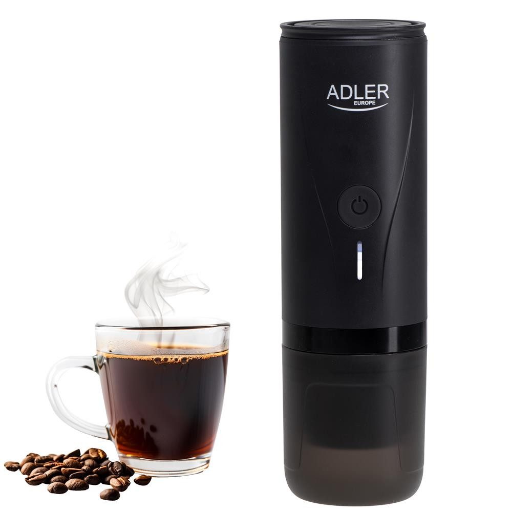 Adler Espressomaschine, 20 bar, Akku, tragbar, USB-C, Camping, Reise, schwarz