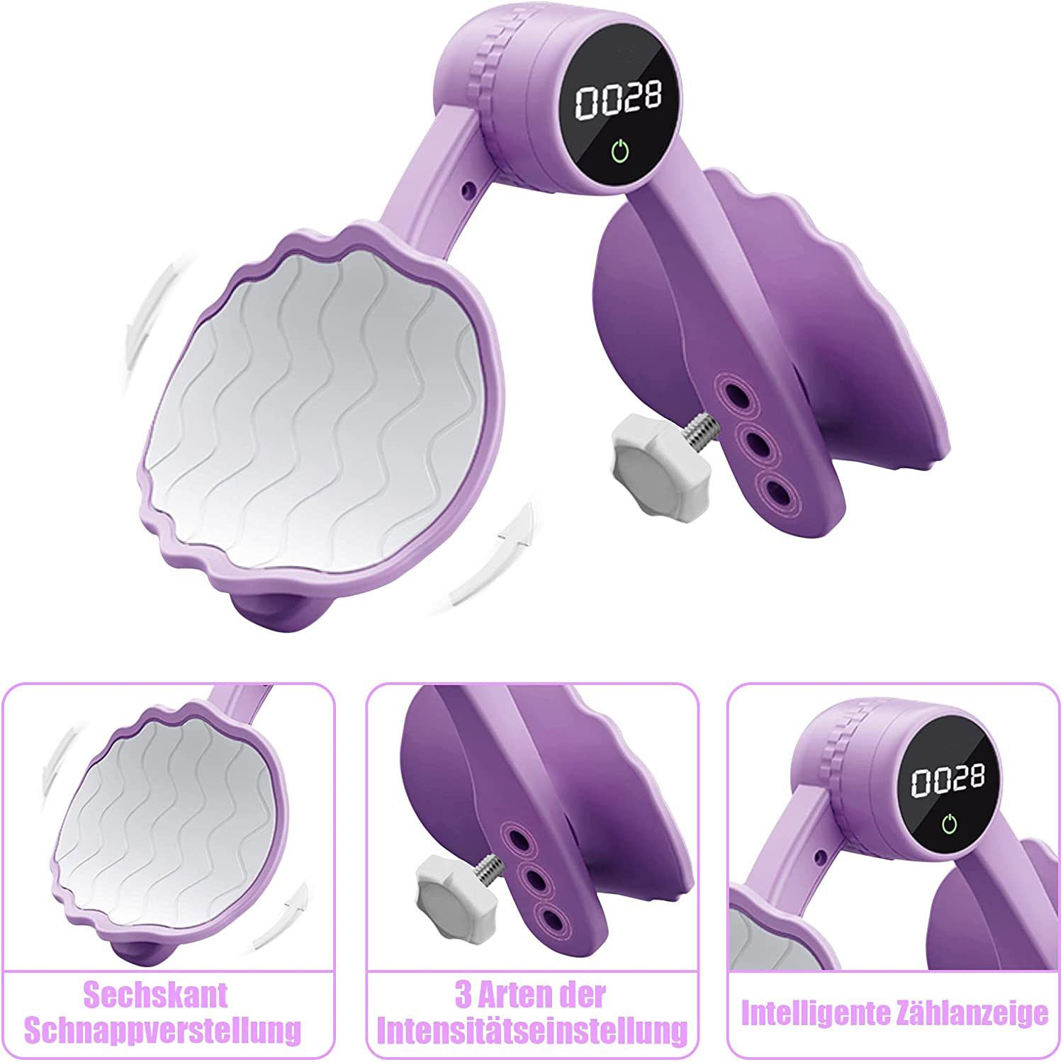 ibettertec Beckenbodentrainer Oberschenkeltrainer Beckenbodentrainer mit Zähler für Frauen, Stärkeeinstellung mit Drei Gängen und Intelligenter Datenchip, Po Trainer Beintrainer,Beine Trainingsgerät für Zuhause Damen Frau