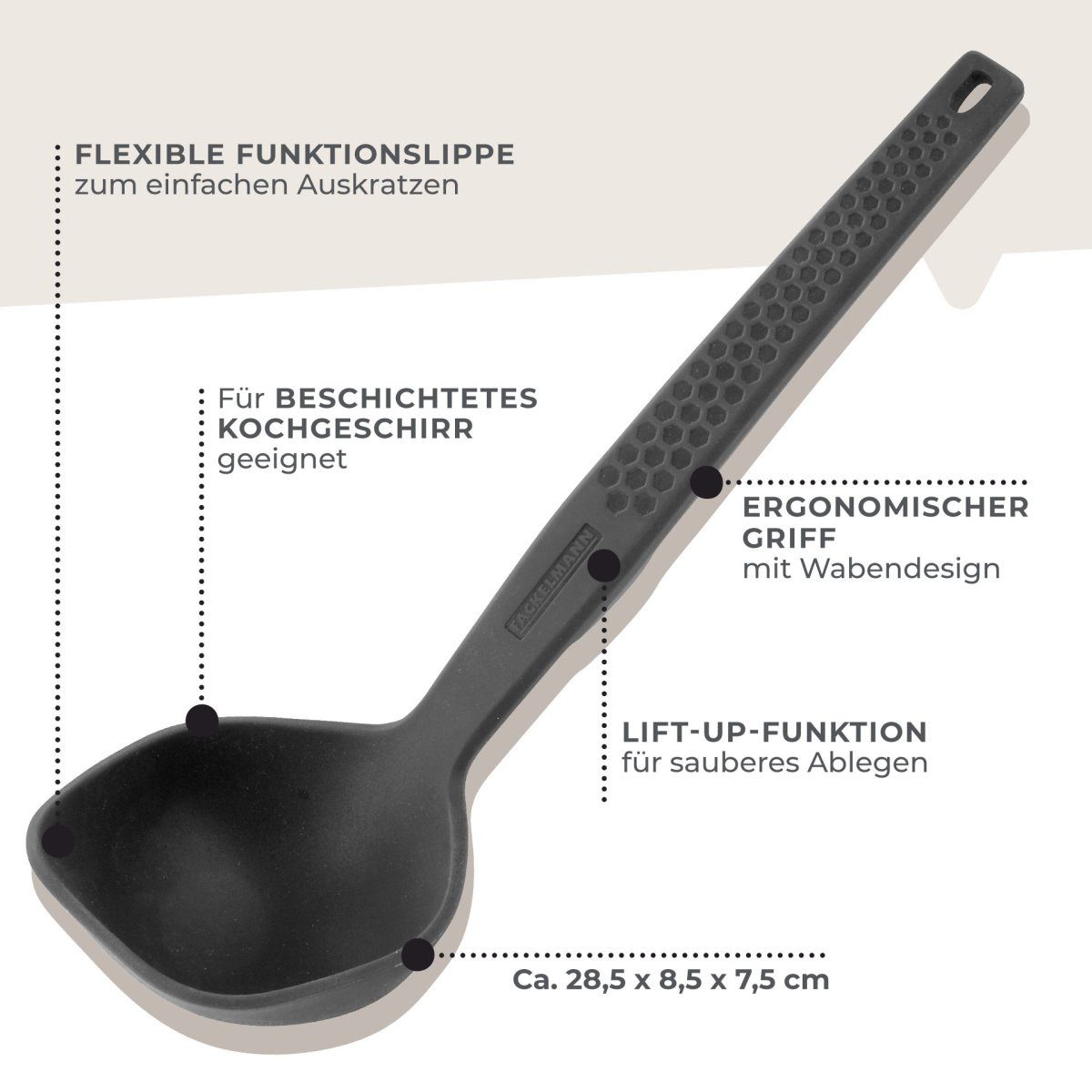 FACKELMANN Soßenlöffel Schöpflöffel, Suppenkelle, Servierlöffel, Küchenhelfer