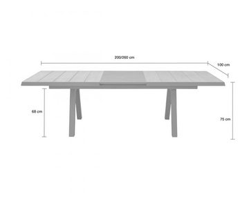 dasmöbelwerk Gartentisch Gartentisch Texas Ausziehtisch mit Synchronauszug Teakholz 200/260x100, Ausziehbar