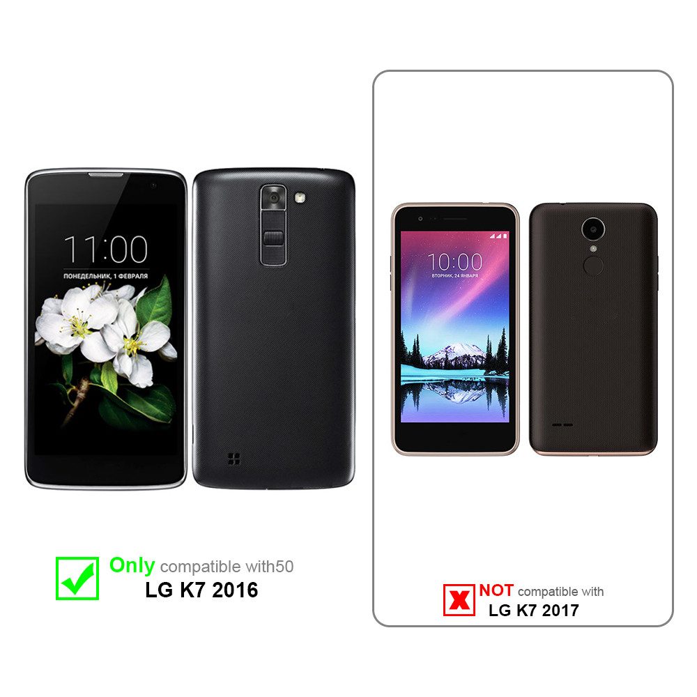 Cadorabo Handyhülle für LG K7 2016 Hülle LG K7 2016, Hülle Schutzhülle Blumen Flower mit Standfunktion Kartenfach Magnet
