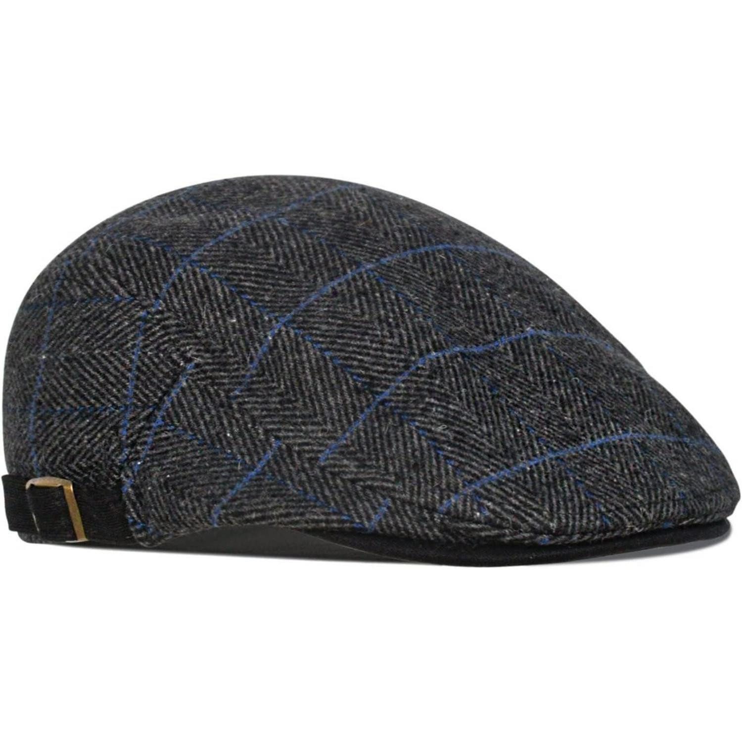 LuxusKollektion Schiebermütze Schiebermütze Flatcap Herren Damen 55 59cm Herbst Schwarz Blau