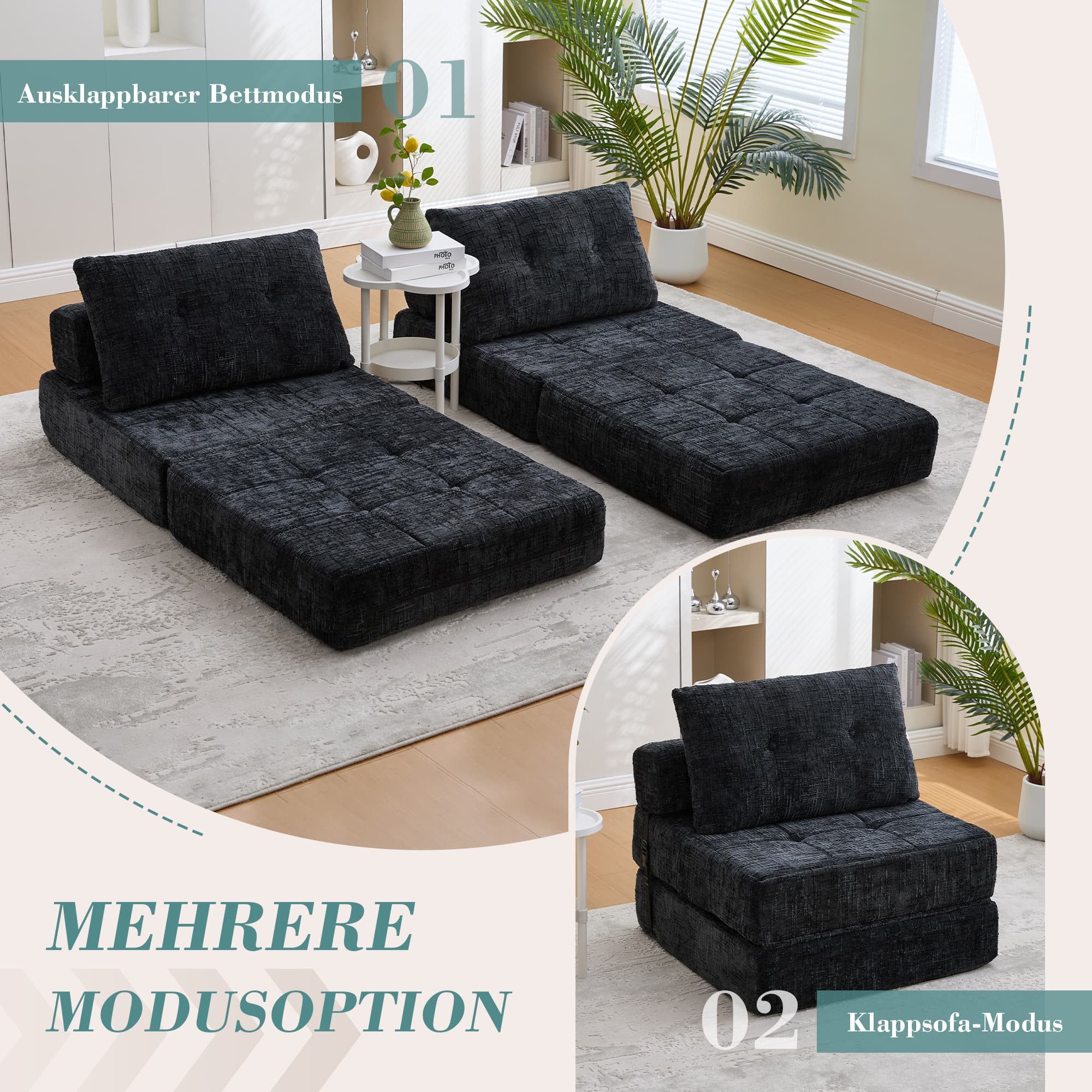 ANYSUN Sofa Schlafsofa Klappsofa mit Kissen & Rückenlehne, tragbar, Schlaffunktion, 1 Teile