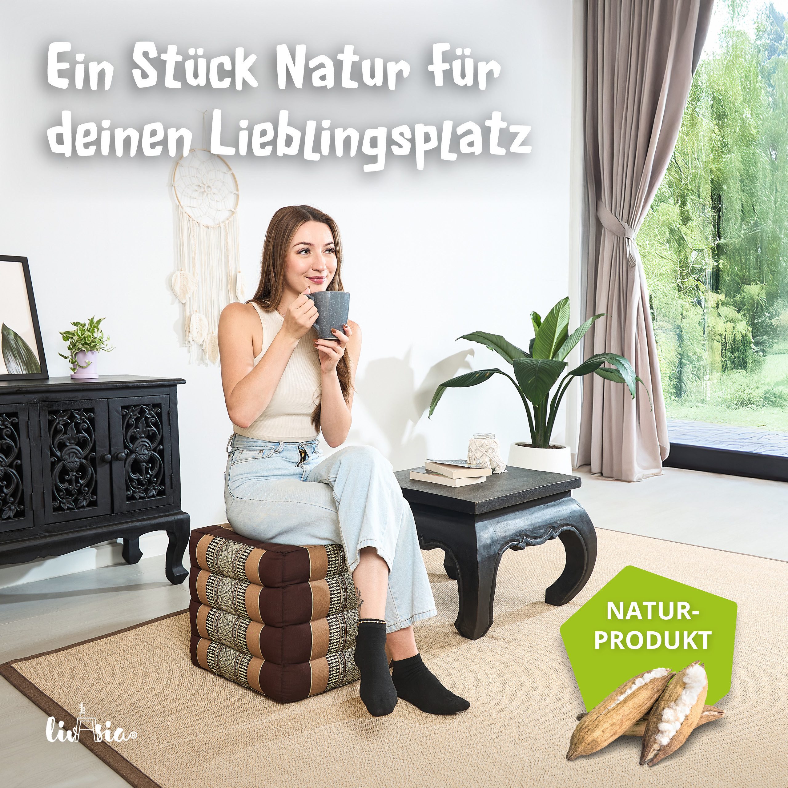 livasia Polsterhocker Würfelkissen - 40x40x40cm - Sitzwürfel, Kapok, vegan, günstig online kaufen