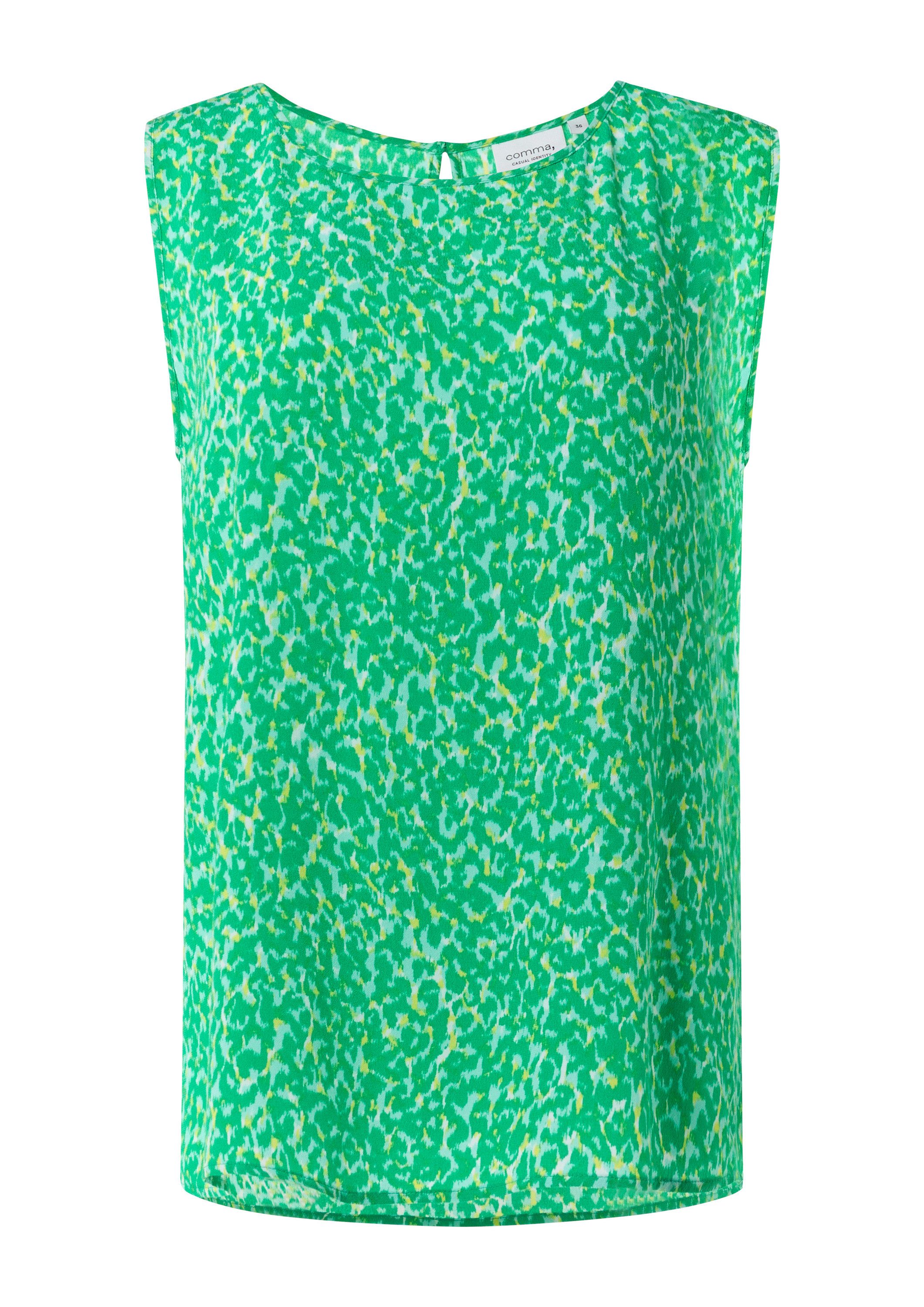 comma Blusentop Bluse Ärmellose Bluse mit All-over-Print
