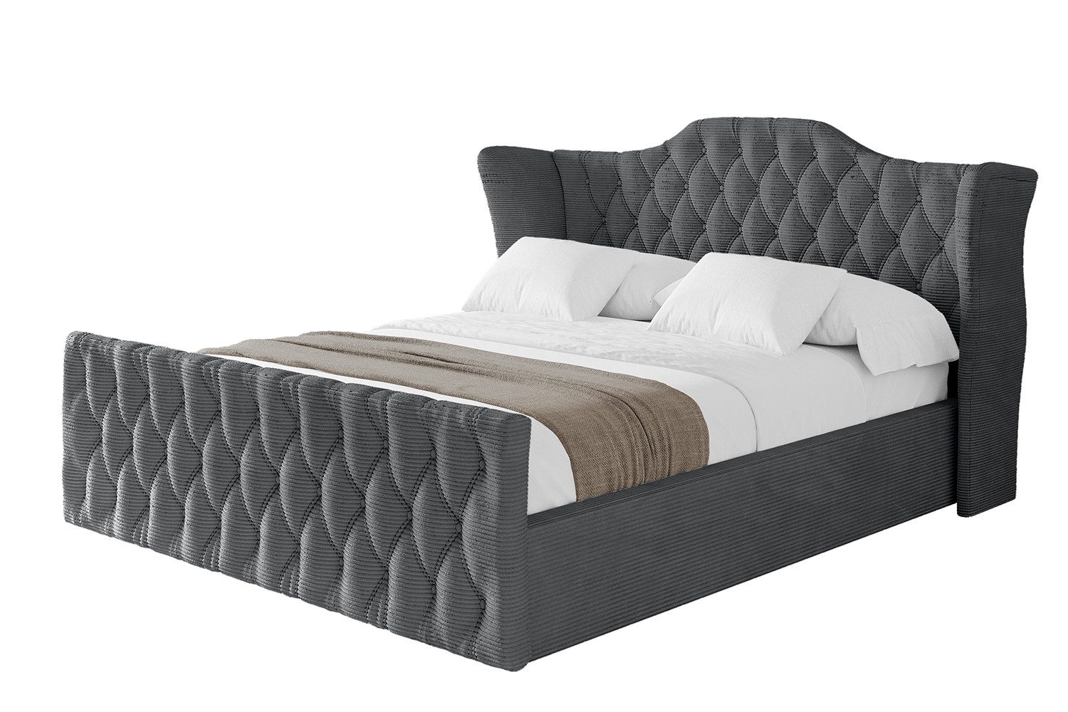 ALTDECOR Polsterbett ZORAN-Z (Polsterbett mit Bettkasten und Lattenrost, Boxbett mit Matratze), Doppelbett mit Stauraum, Bett mit Kopfteil
