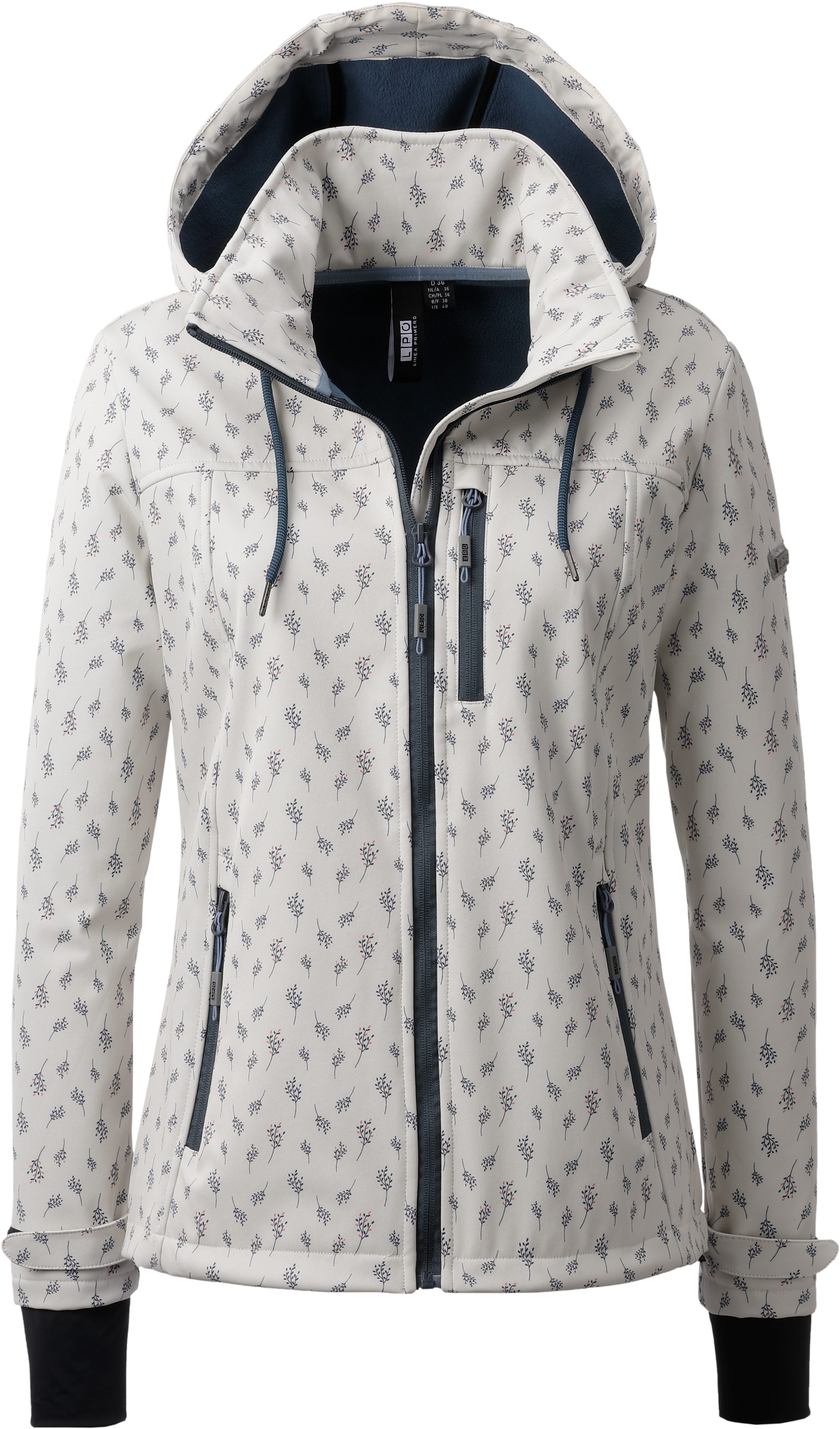 LPO Softshelljacke SHELBY weiß abnehmbarer mit Softshelljacke leichte Kapuze VI Women All-Over-Print PEAK und