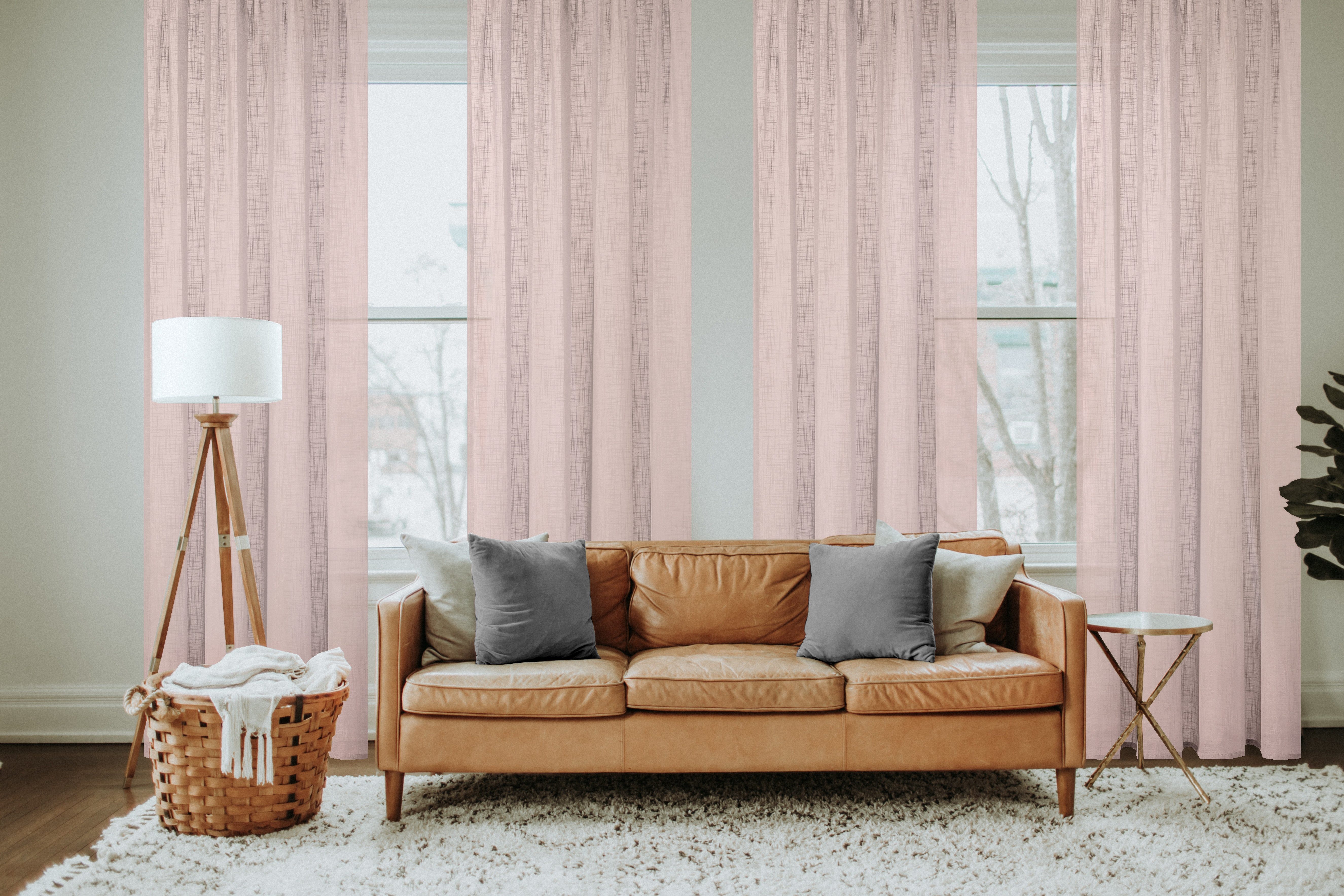 Home Basics Gardine SOFTY (1 St), Ösen, halbtransparent, Leinenstruktur, Ösenschal Leinenstruktur SOFT